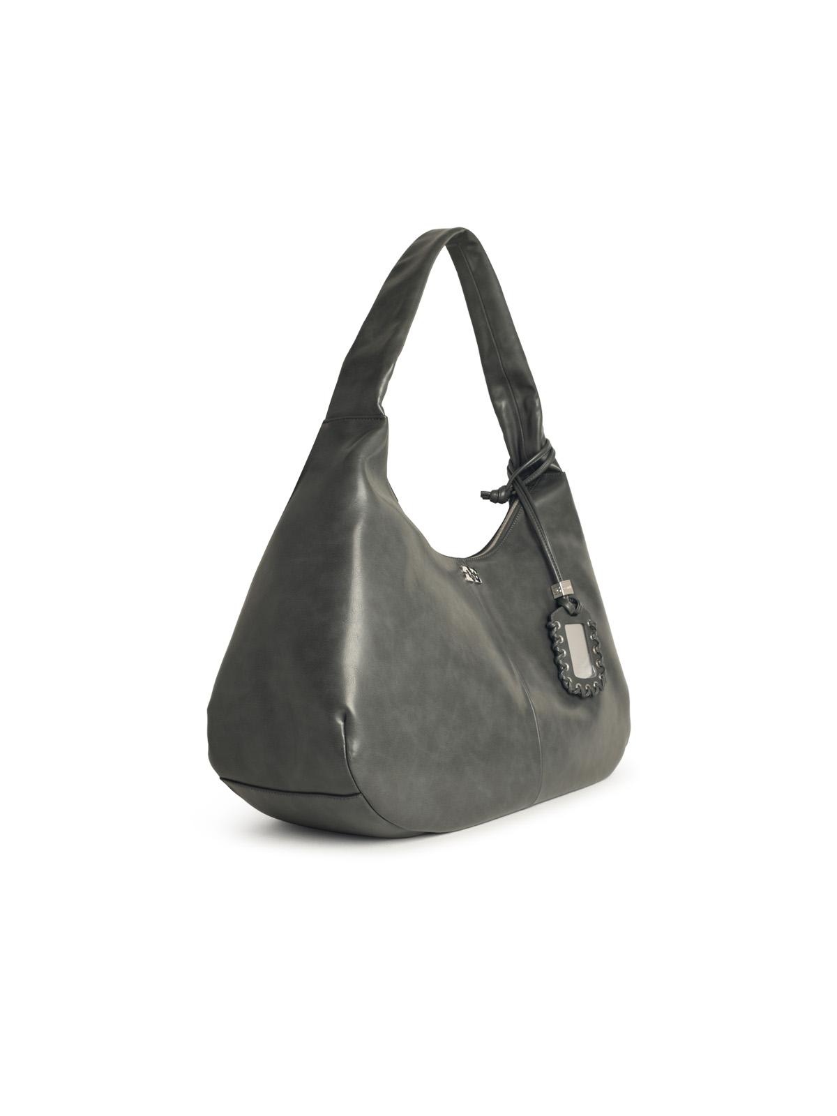 Ganni Bou Xxl Grey Leather Blend Bag