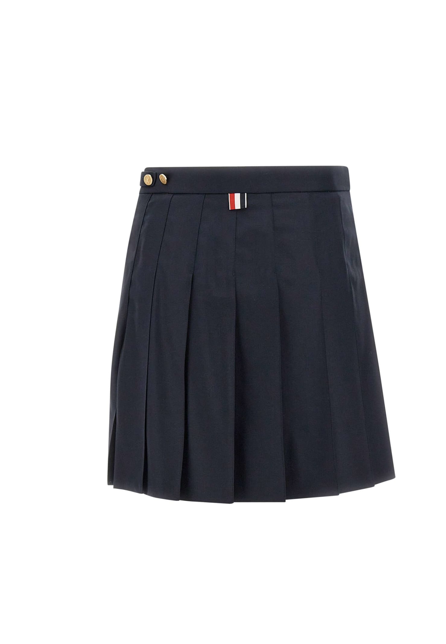 Thom Browne Women Mini Dropped Back Pleated Skirt In School Uniform Plain Weave In Blue