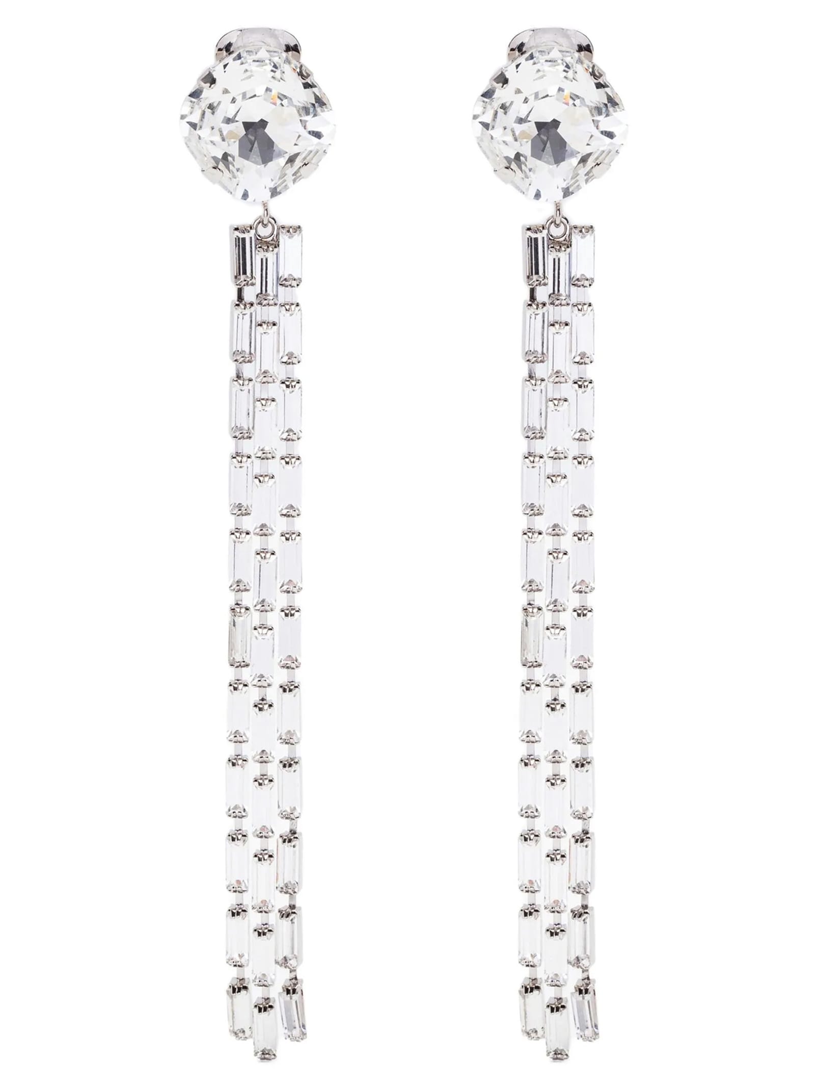Alessandra Rich Crystal Embellished Fringed Dangling Earrings In Metallic