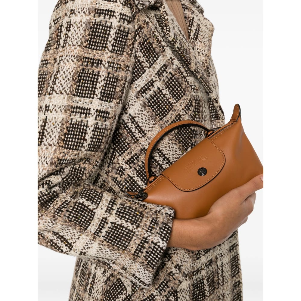 Longchamp Le Pilage Xtra Brown Medium Shoulder Strap With Removable Shoulder Strap And Embossed Lgoo On The Fr In Brown