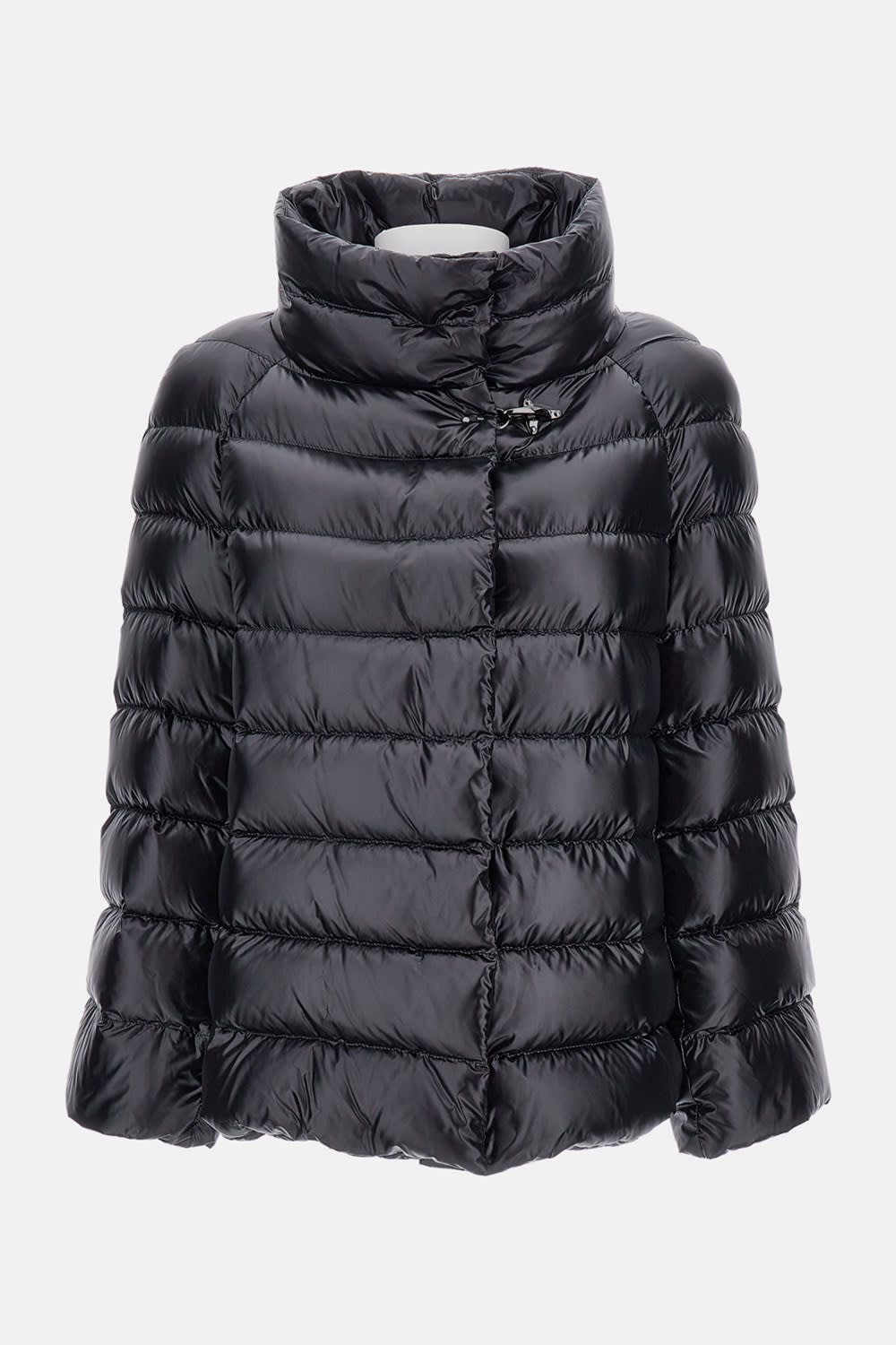Fay Glossy Quilted Down Coat With Structured Collar In Black