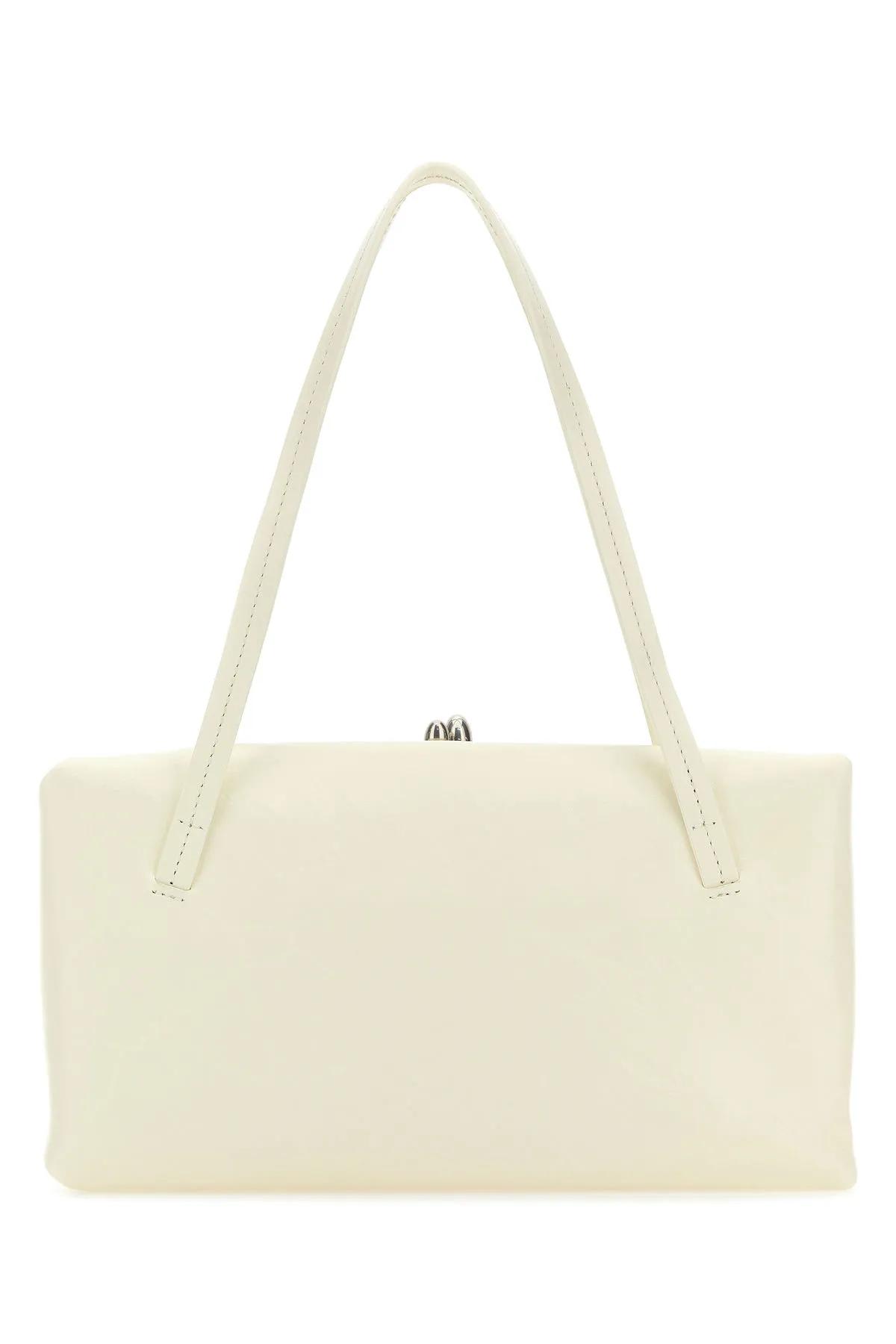 Shop Jil Sander Ivory Leather Goji Pillow Handbag In White