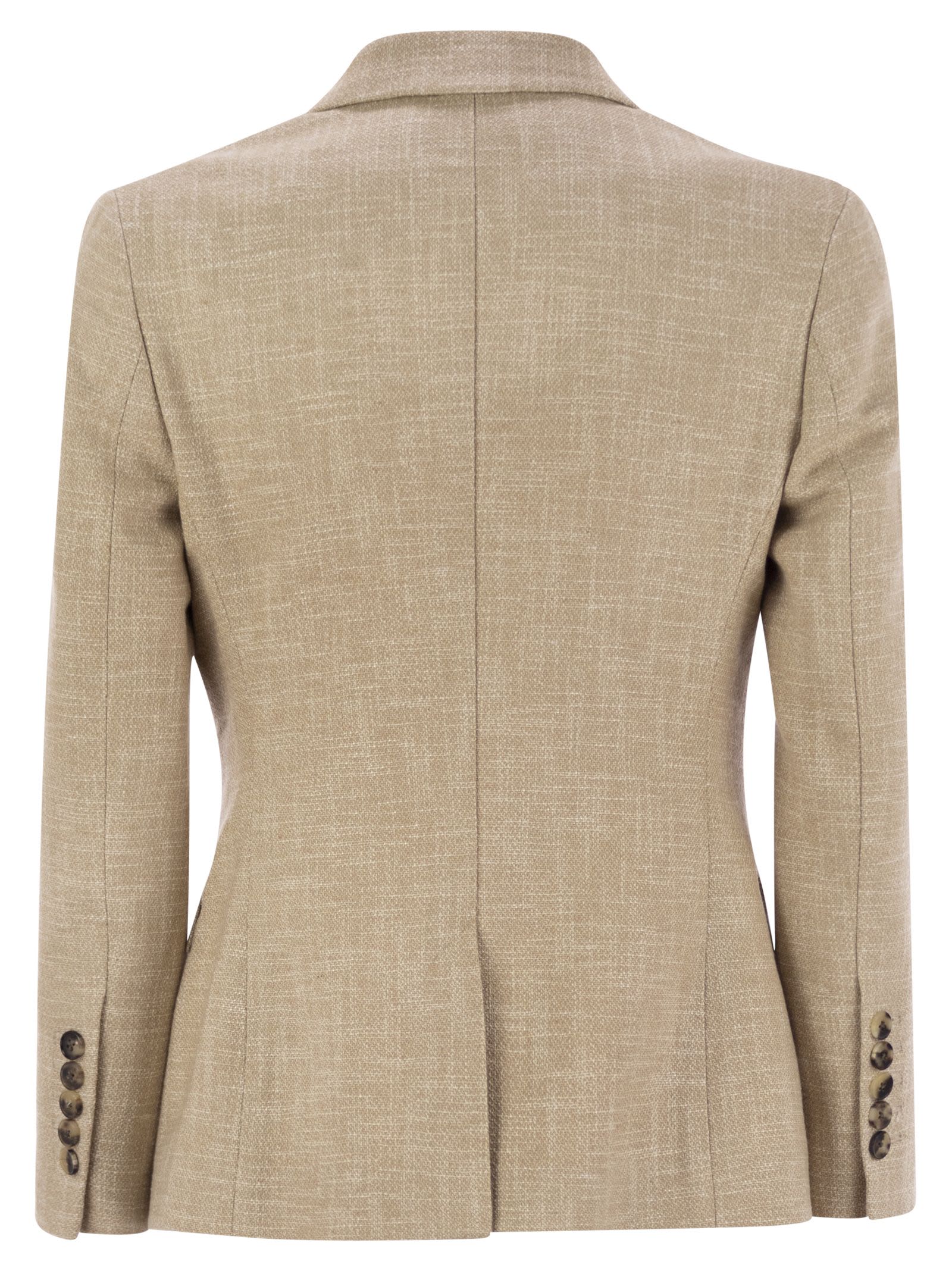Saulina Milano Antonella - Double-breasted Cotton Blend Jacket In Beige
