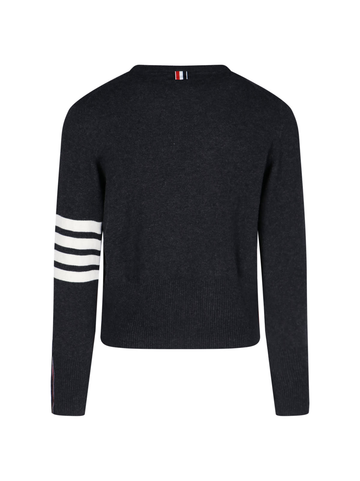 Thom Browne Ribbed Hem Crewneck Striped Sleeve Button Cuffs