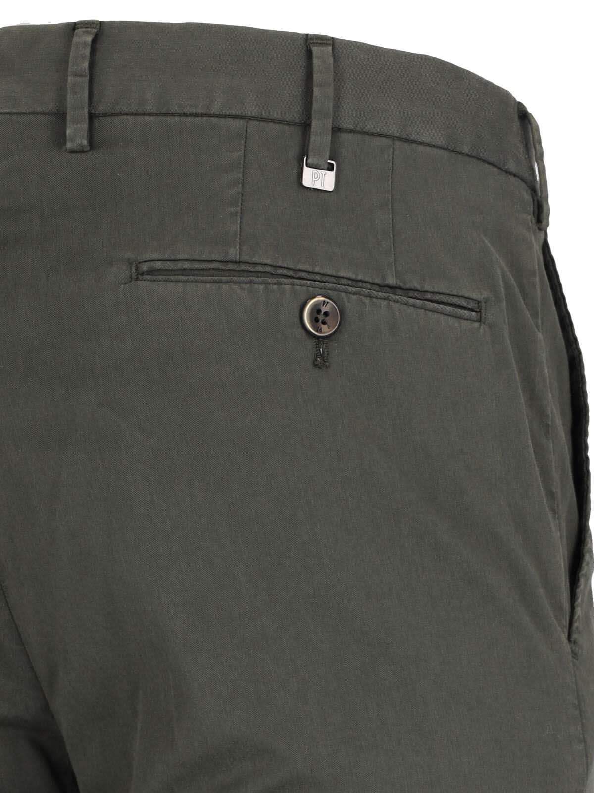 Pt Torino Straight Trousers With Pockets And Loops In Green