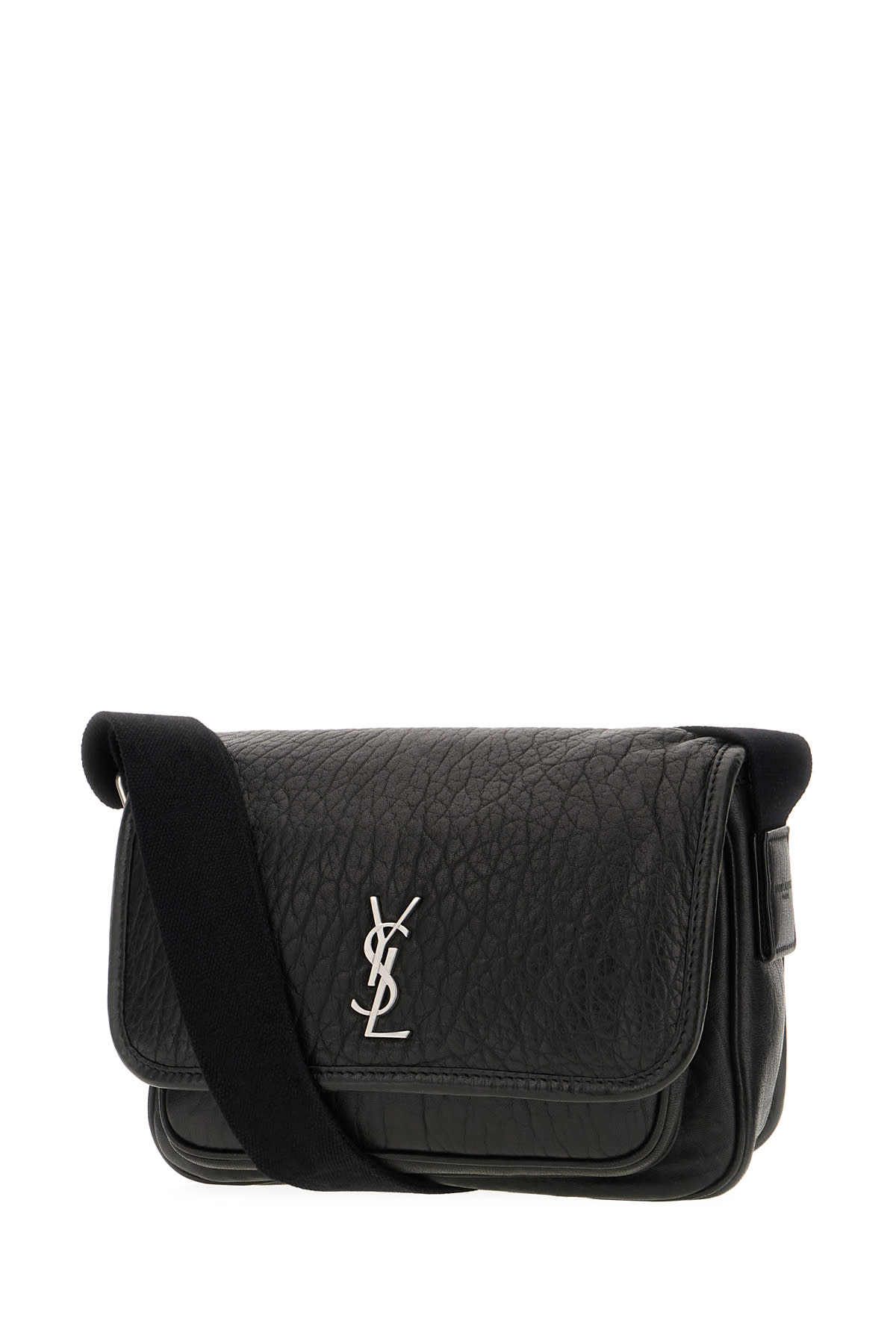 Shop Saint Laurent Black Leather Small Messenger Crossbody Bag