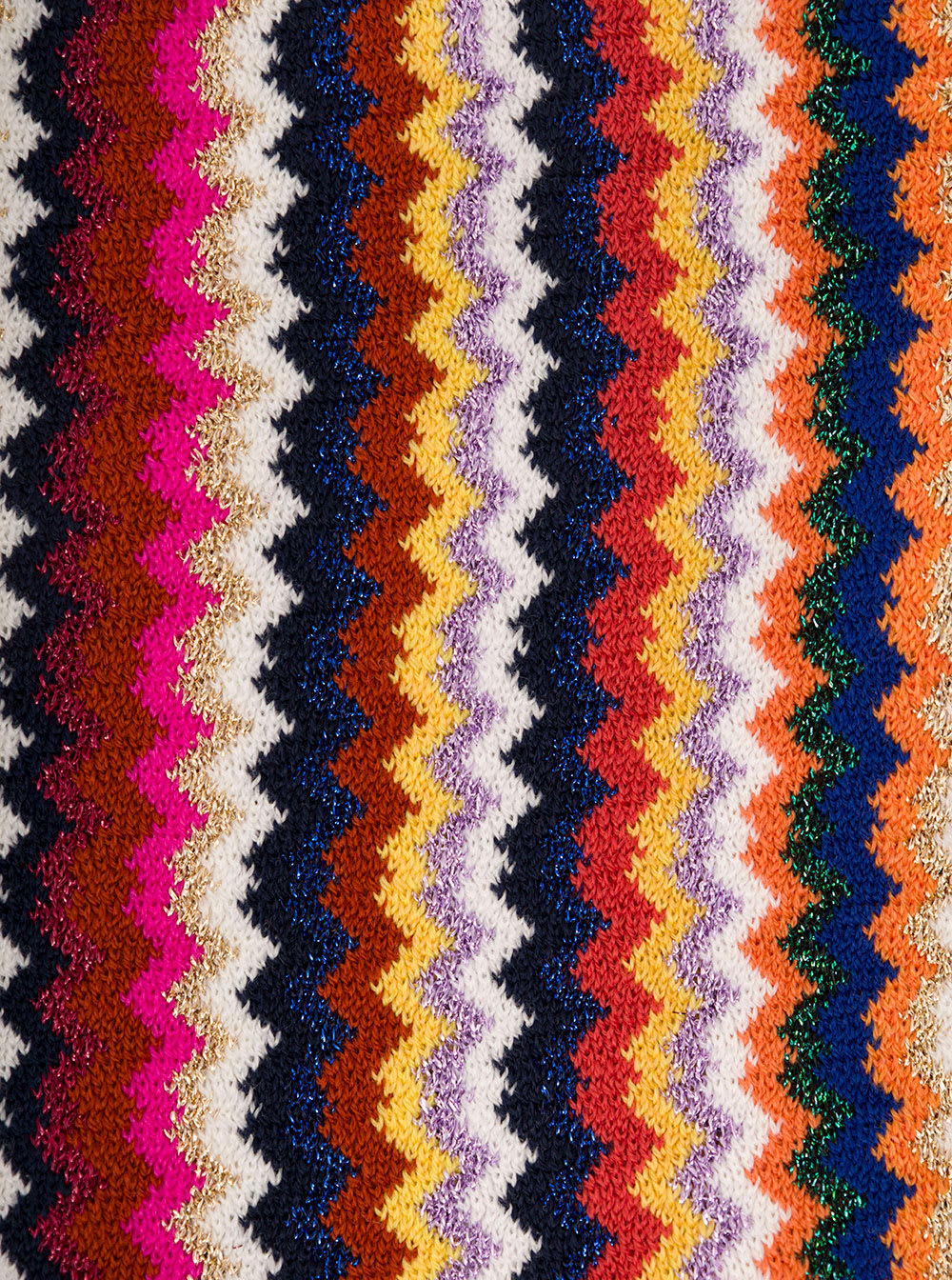 Shop Missoni Multicolor Scarf With Zigzag Motif And Fringed Hem In Wool Blend Woman In Blu