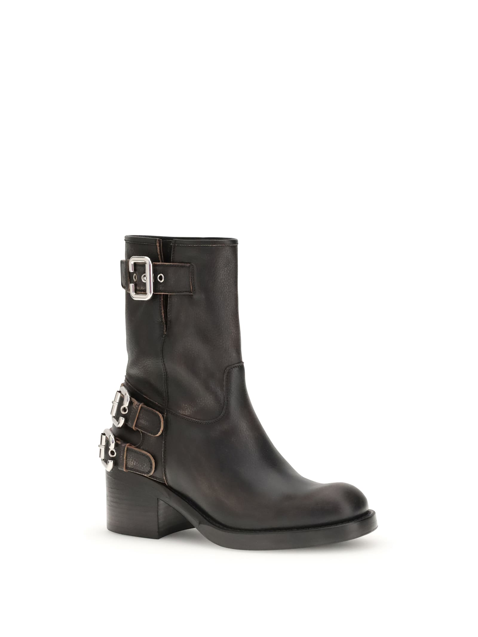 Chloé Dakota Block Heel Buckle Mid-calf Boots In Black