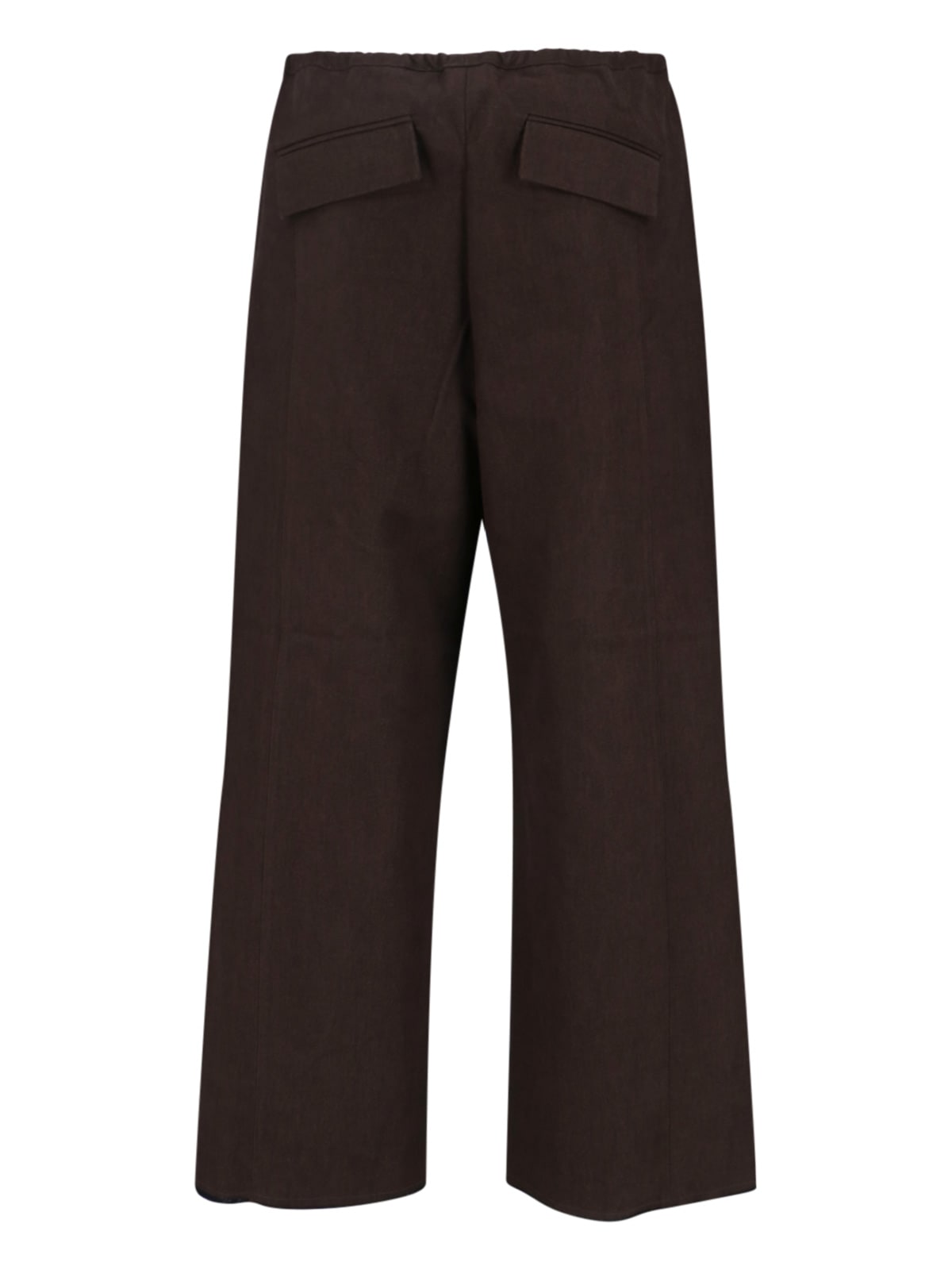 Sibel Saral Wide-leg Trousers With Elastic Waistband And Minimalist Design In Brown