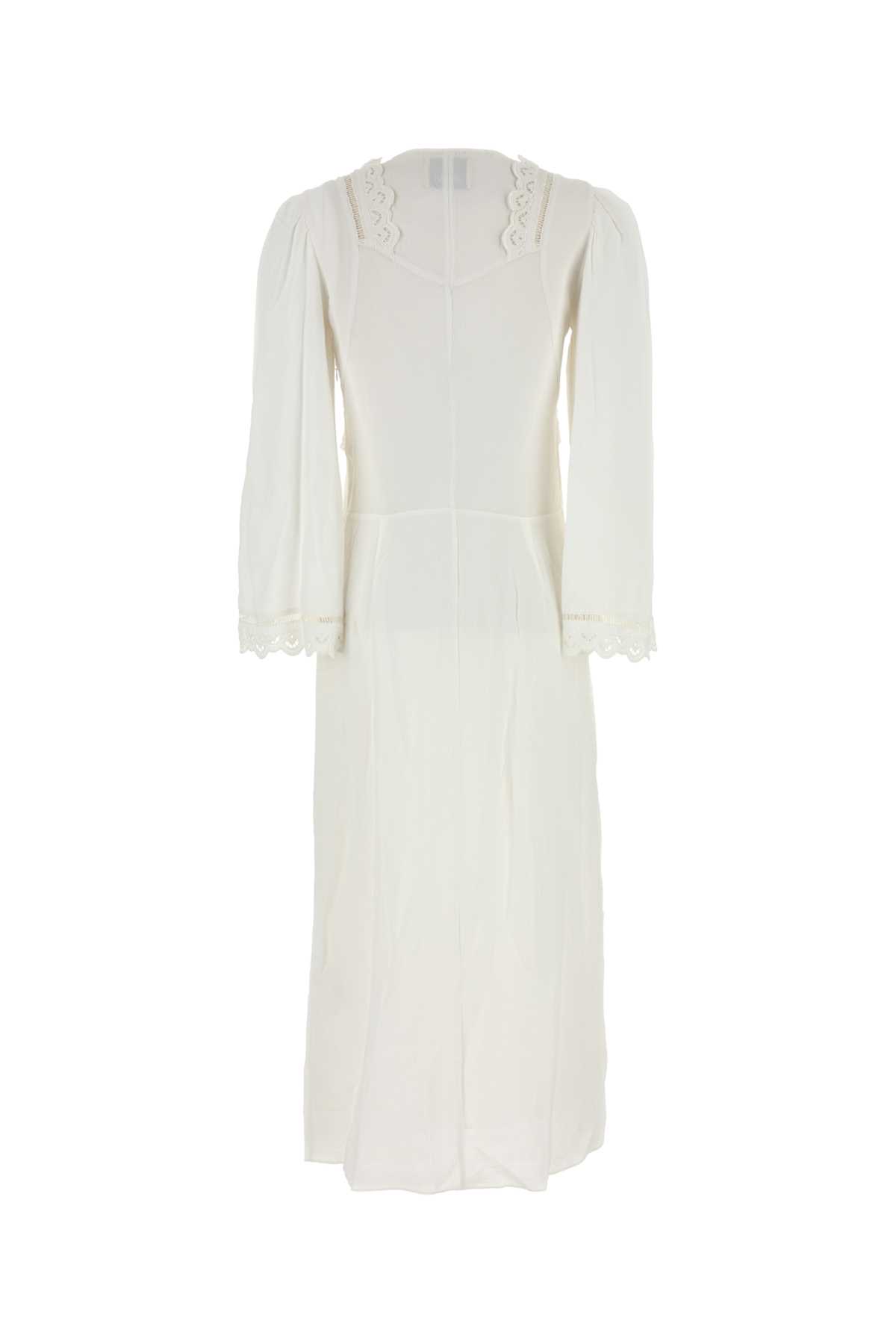 Isabel Marant Midi Dress With Long Sleeves And Lace Trim In White