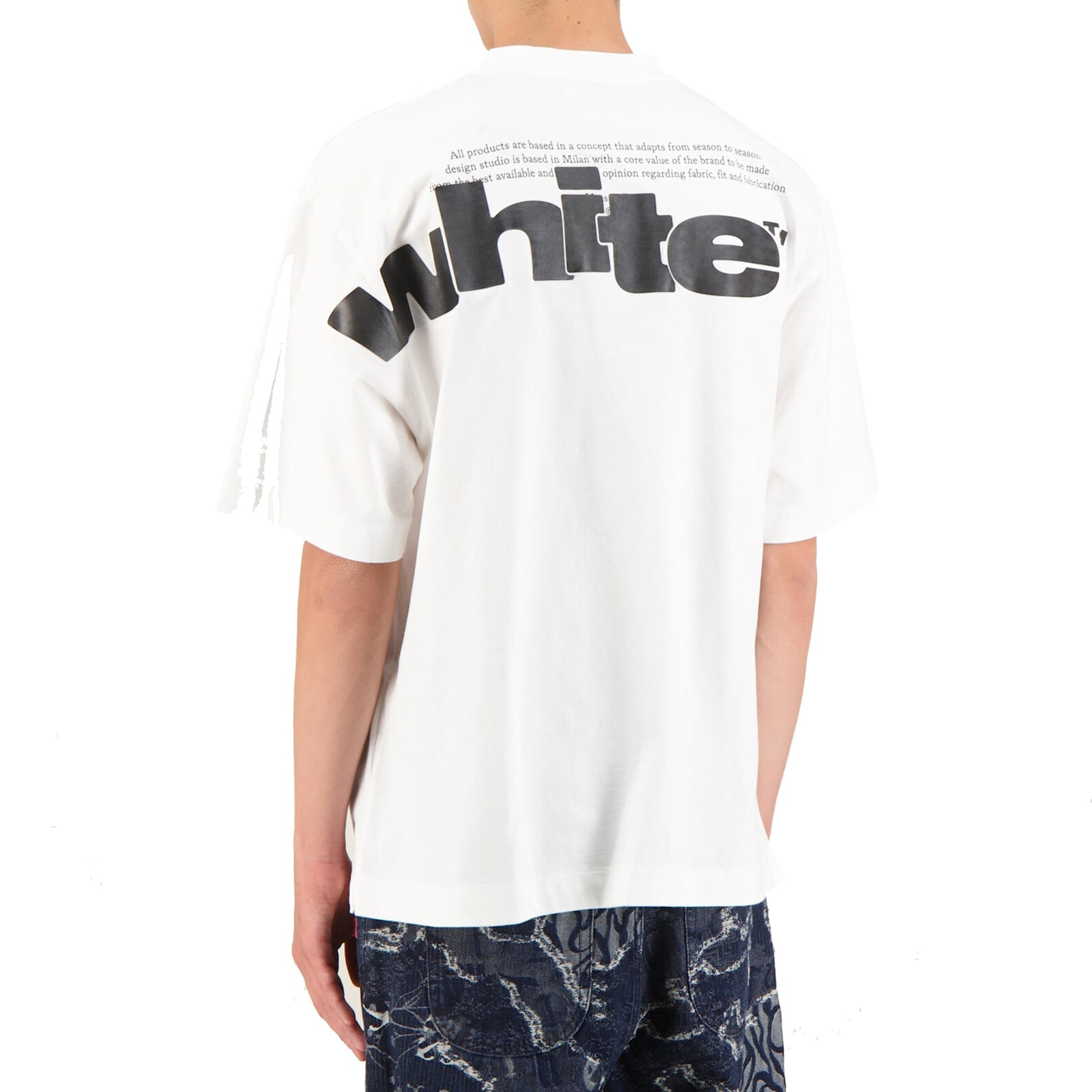 Off-white Crew Neck Shared Logo Cotton T-shirt With Print In White