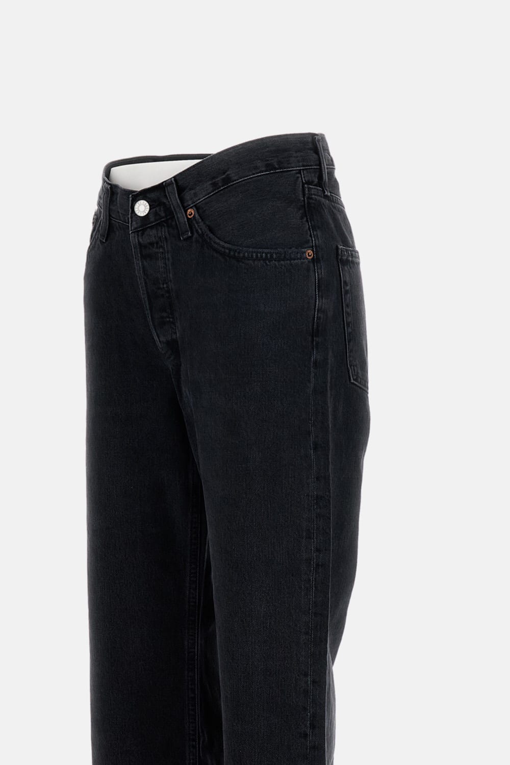 Agolde Blue Jeans With High Waist And Logo Patch On The Rear