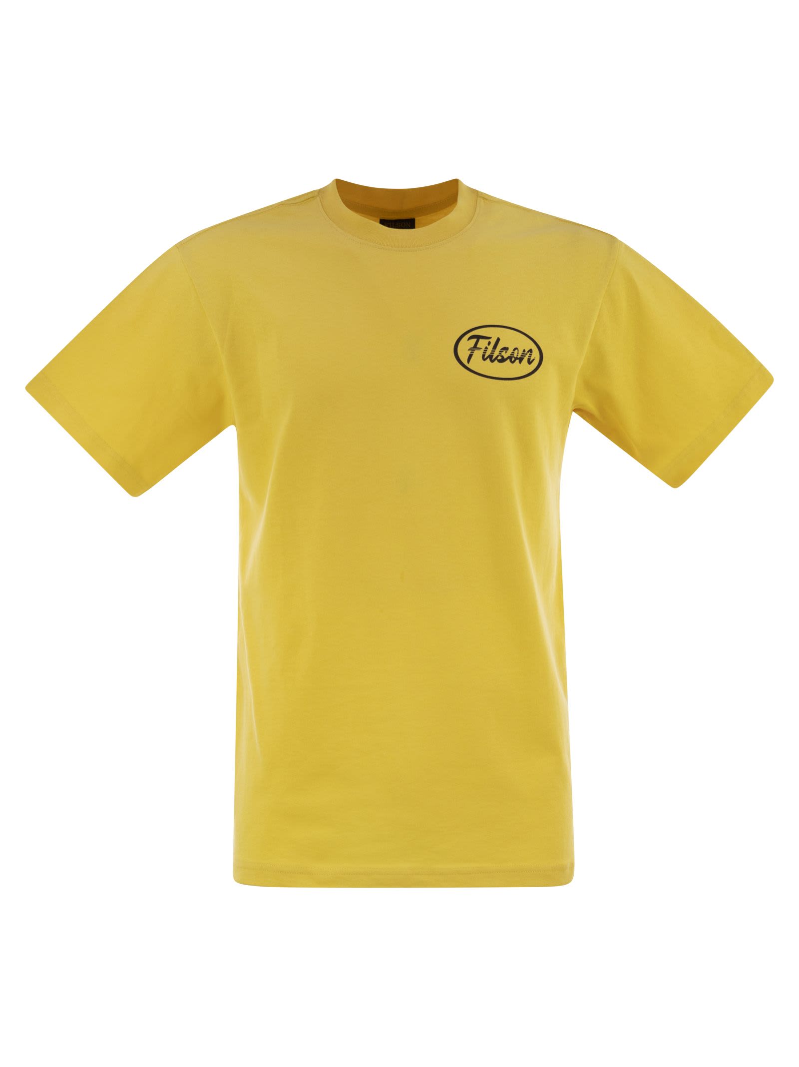 T-shirt With Graphics On Chest And Back