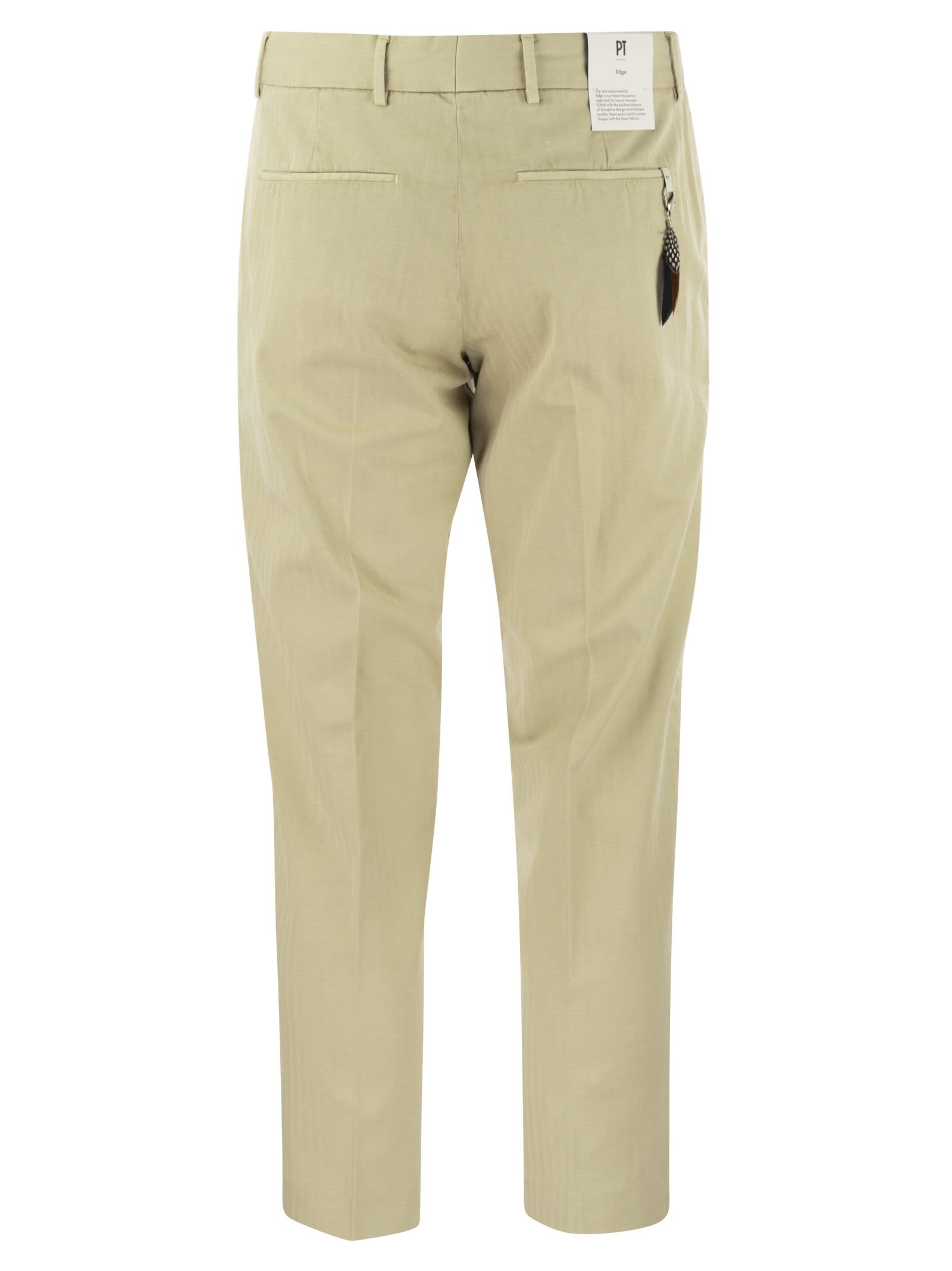 Shop Pt01 Rebel - Cotton And Linen Trousers In Beige