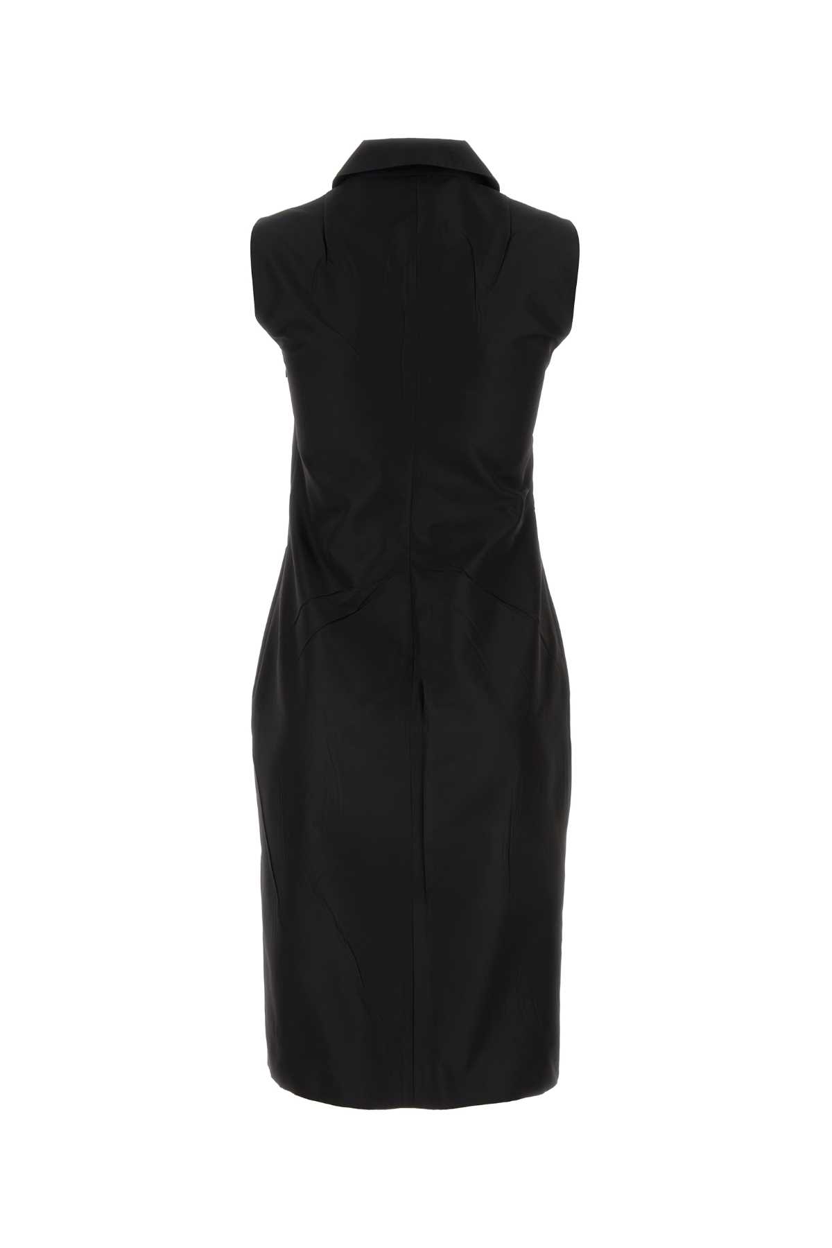 Shop Prada Black Faille Dress In Nero