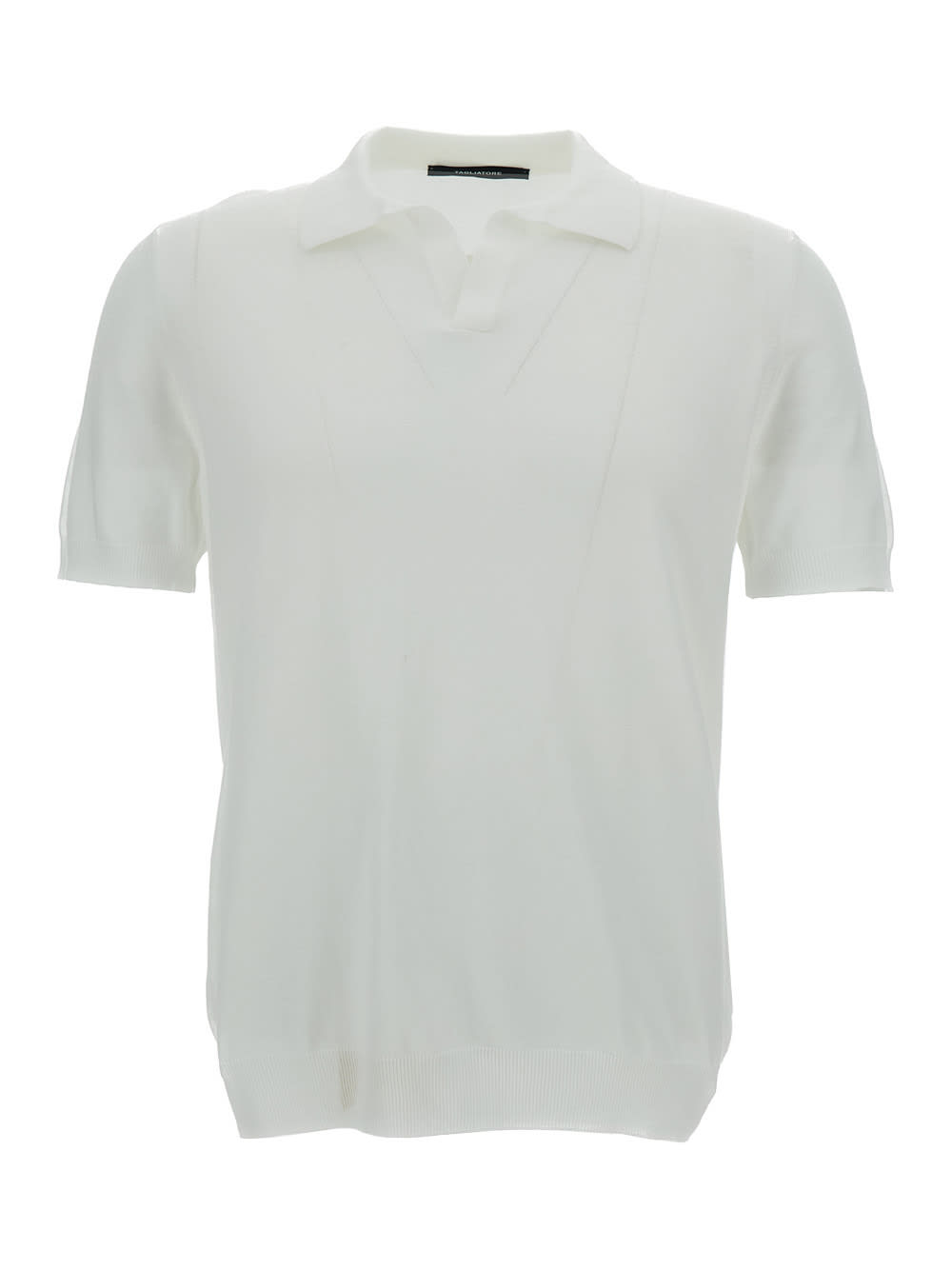 White Polo Shirt With Classic Collar Without Buttons In Cotton Man