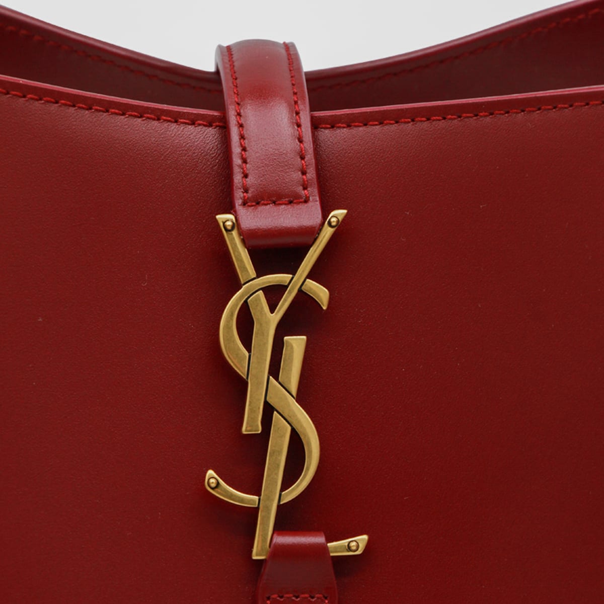 Saint Laurent Red Leather Le 37 Satchel In Burgundy