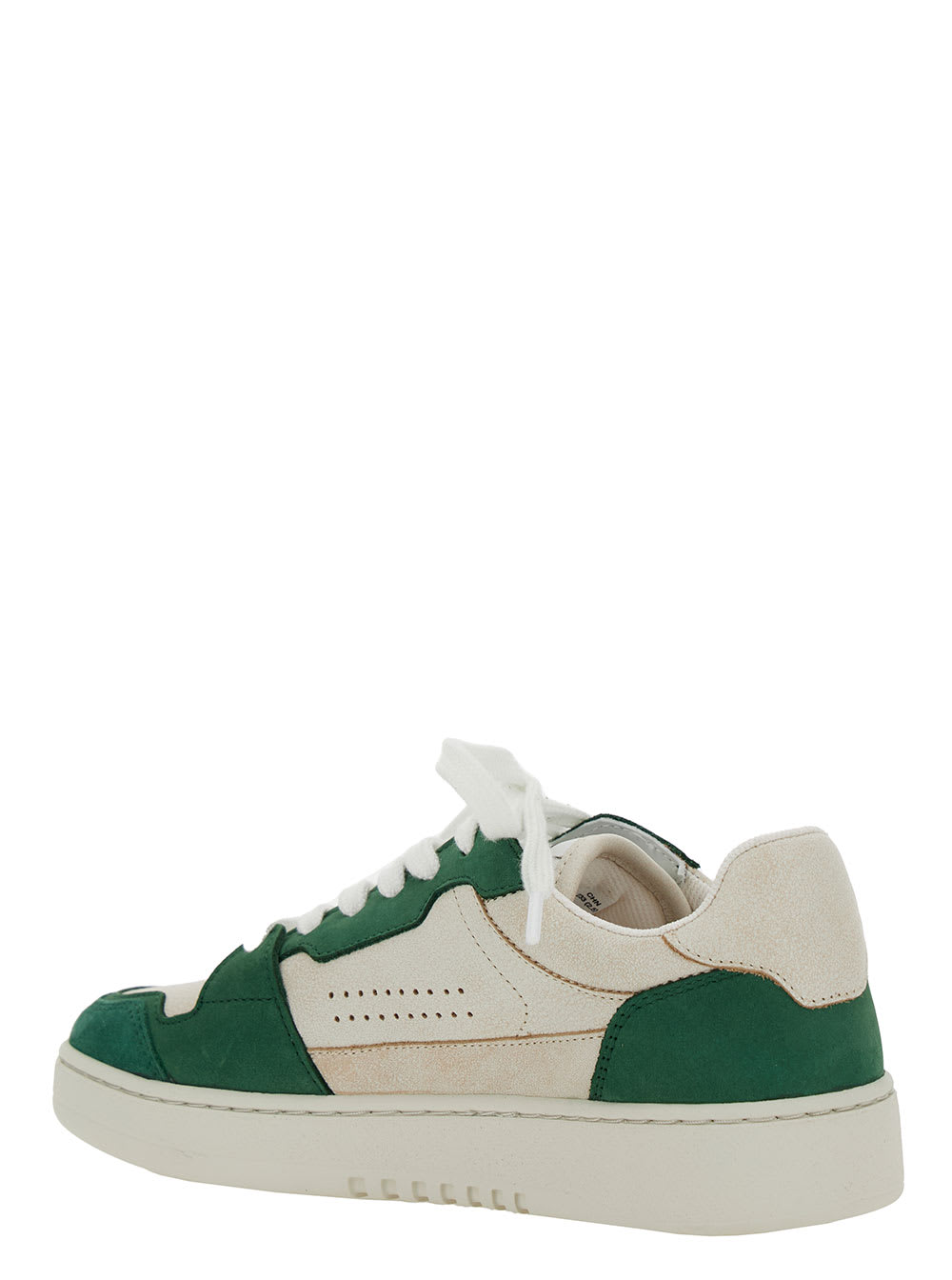 Shop Axel Arigato Dice Low Green And White Low Top Sneakers With Embossed Logo And Vintage Effect In Leather Woman