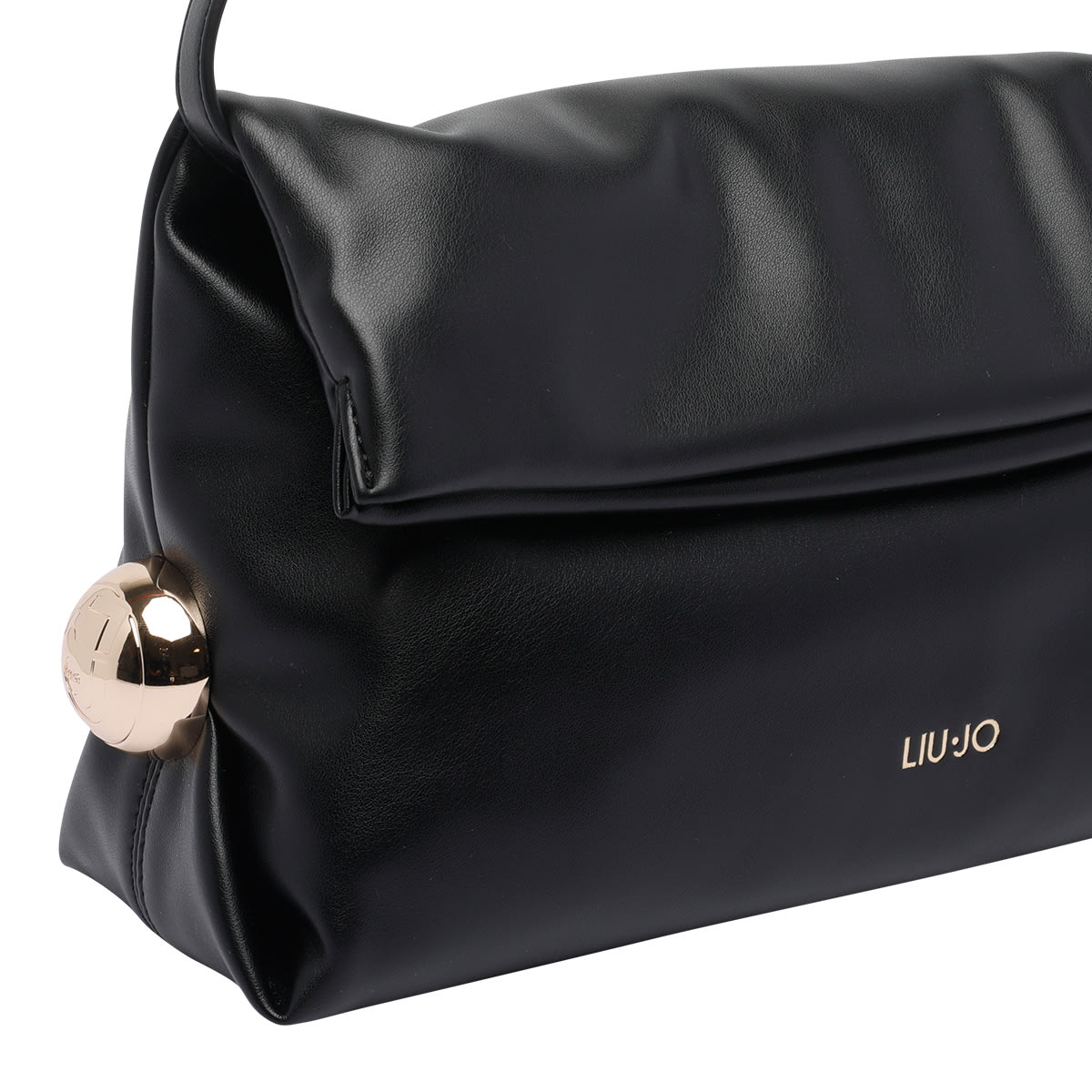 Liu •jo Black Clutch With Sophisticated Ruched Texture In Metallic