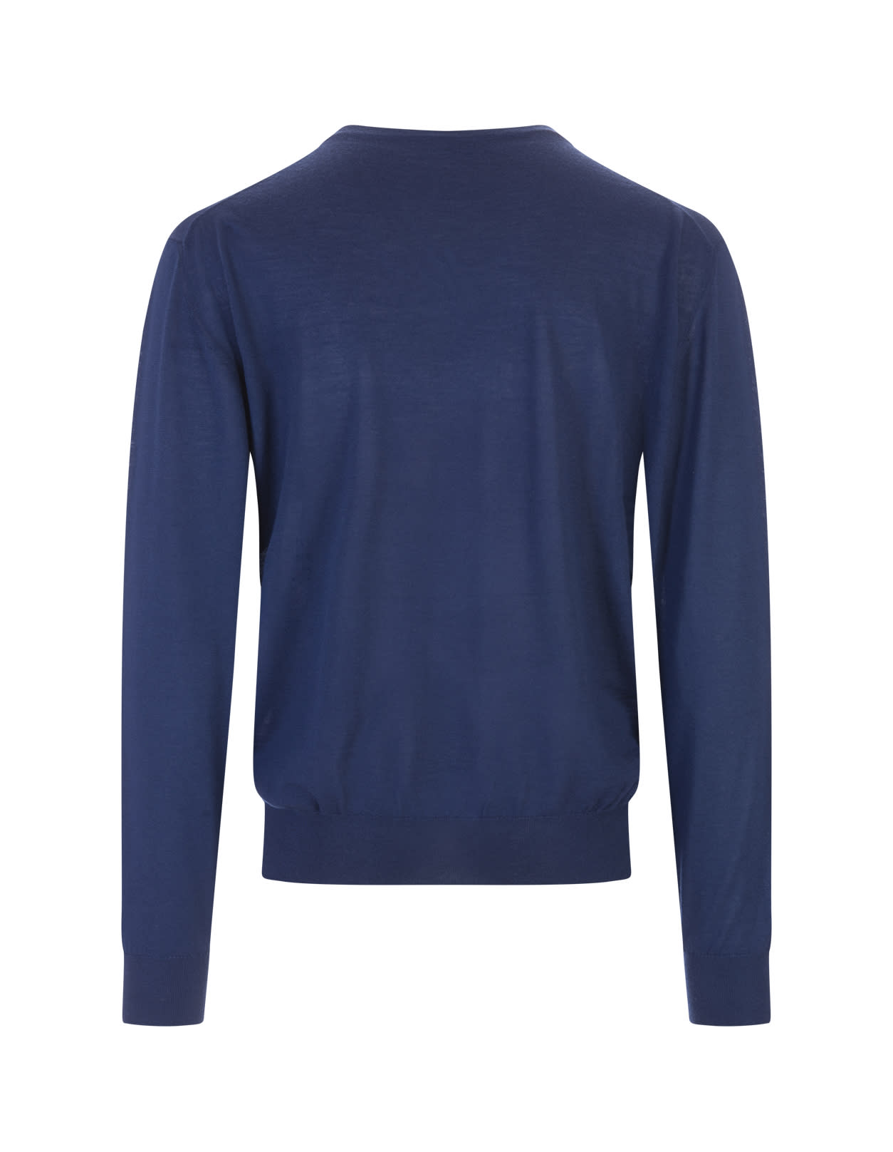 Shop Fedeli Man Blue Cashmere Pullover With V-neck