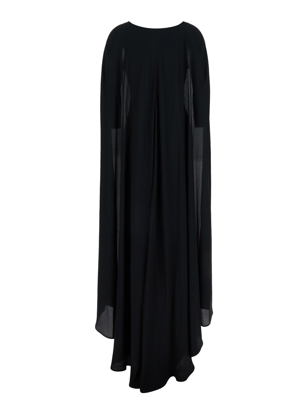 Shop Federica Tosi Black Semi-transparent Crew Neck Long Dress In Silk Blend Woman
