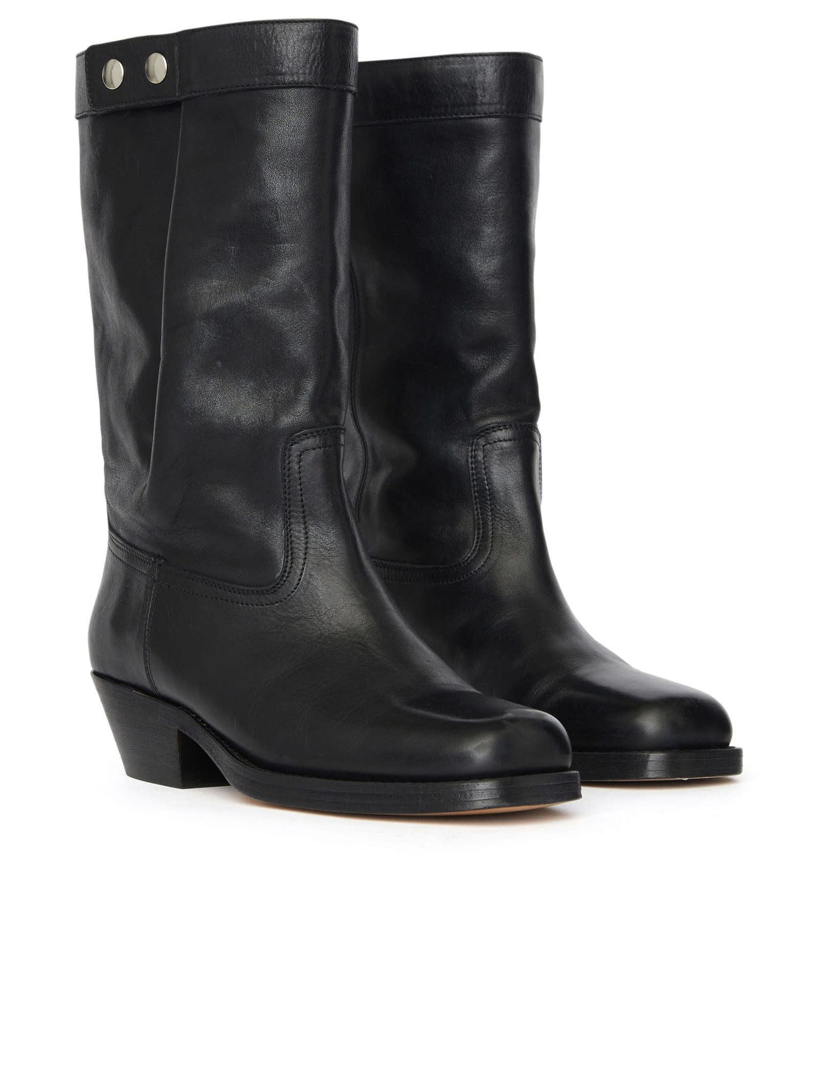 Shop Isabel Marant Ademe Black Leather Boots