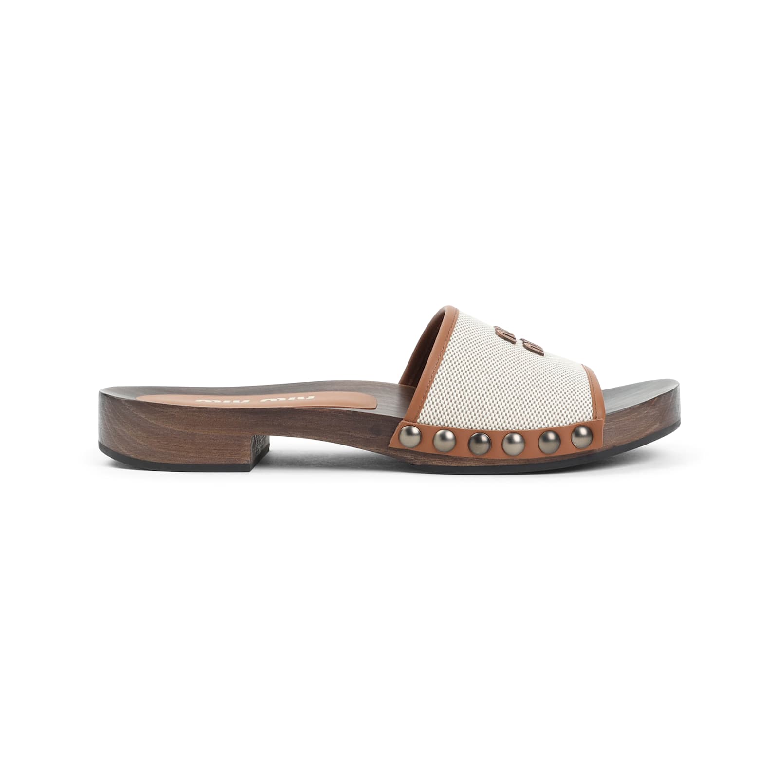 Miu Miu Canvas And Leather Clogs In White
