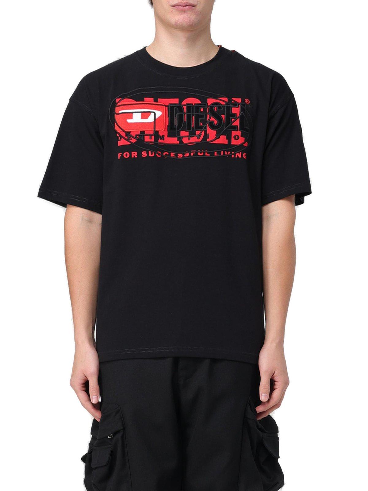 Shop Diesel T-boxt Layered Logo T-shirt In Black