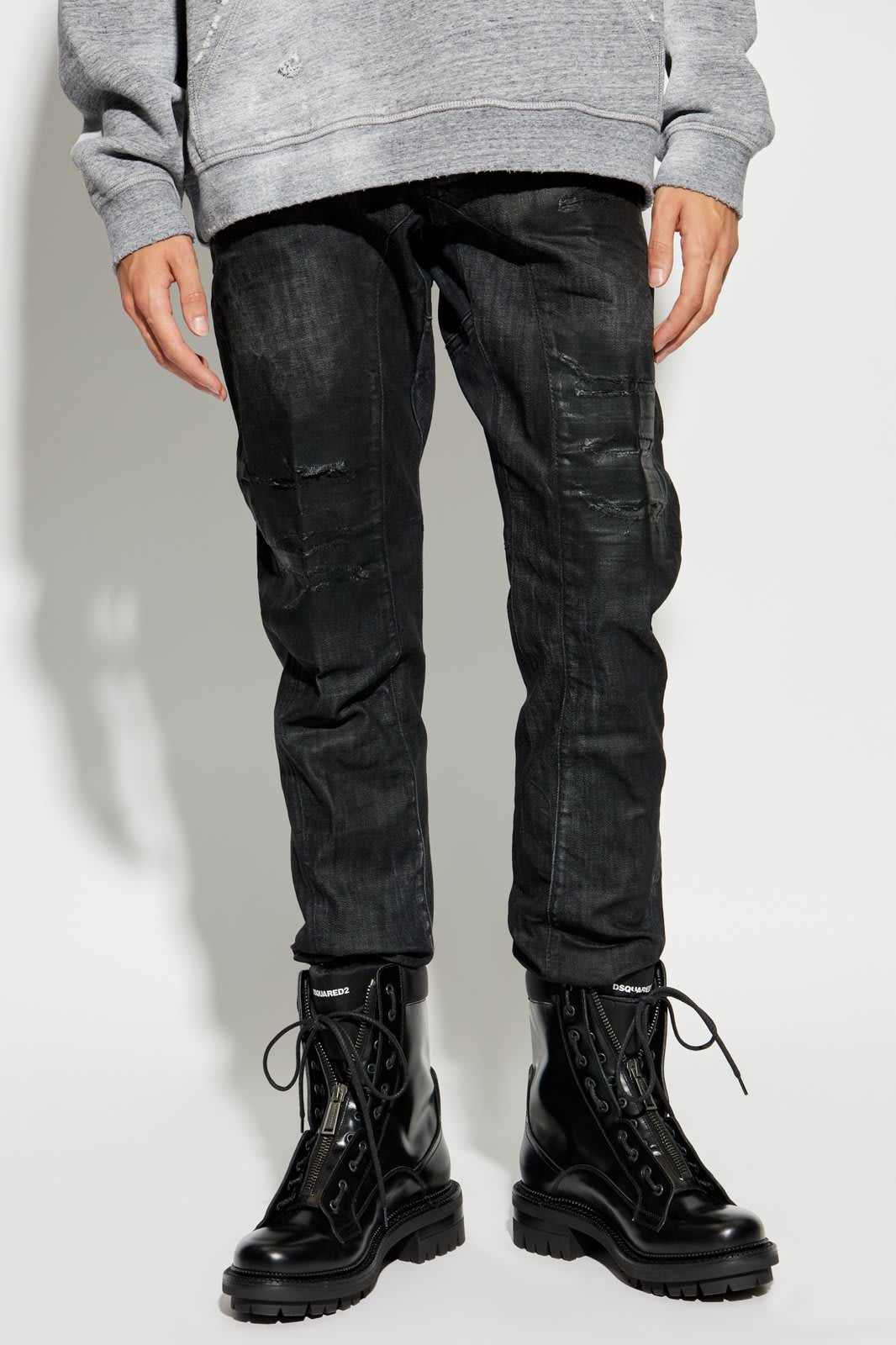 Shop Dsquared2 Tidy Biker Jeans In Black