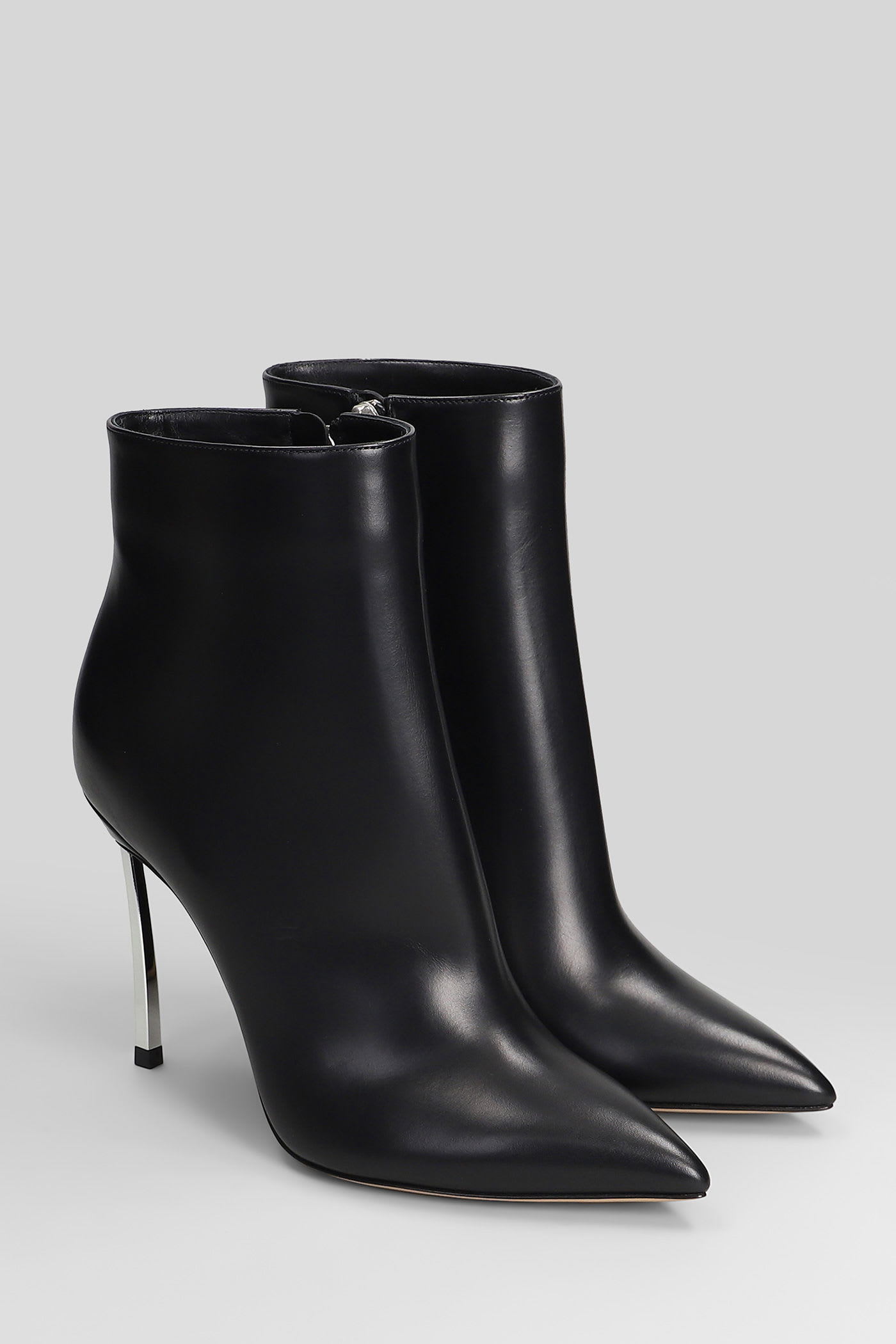 Casadei Blade High Heels Ankle Boots In Black Leather In Black