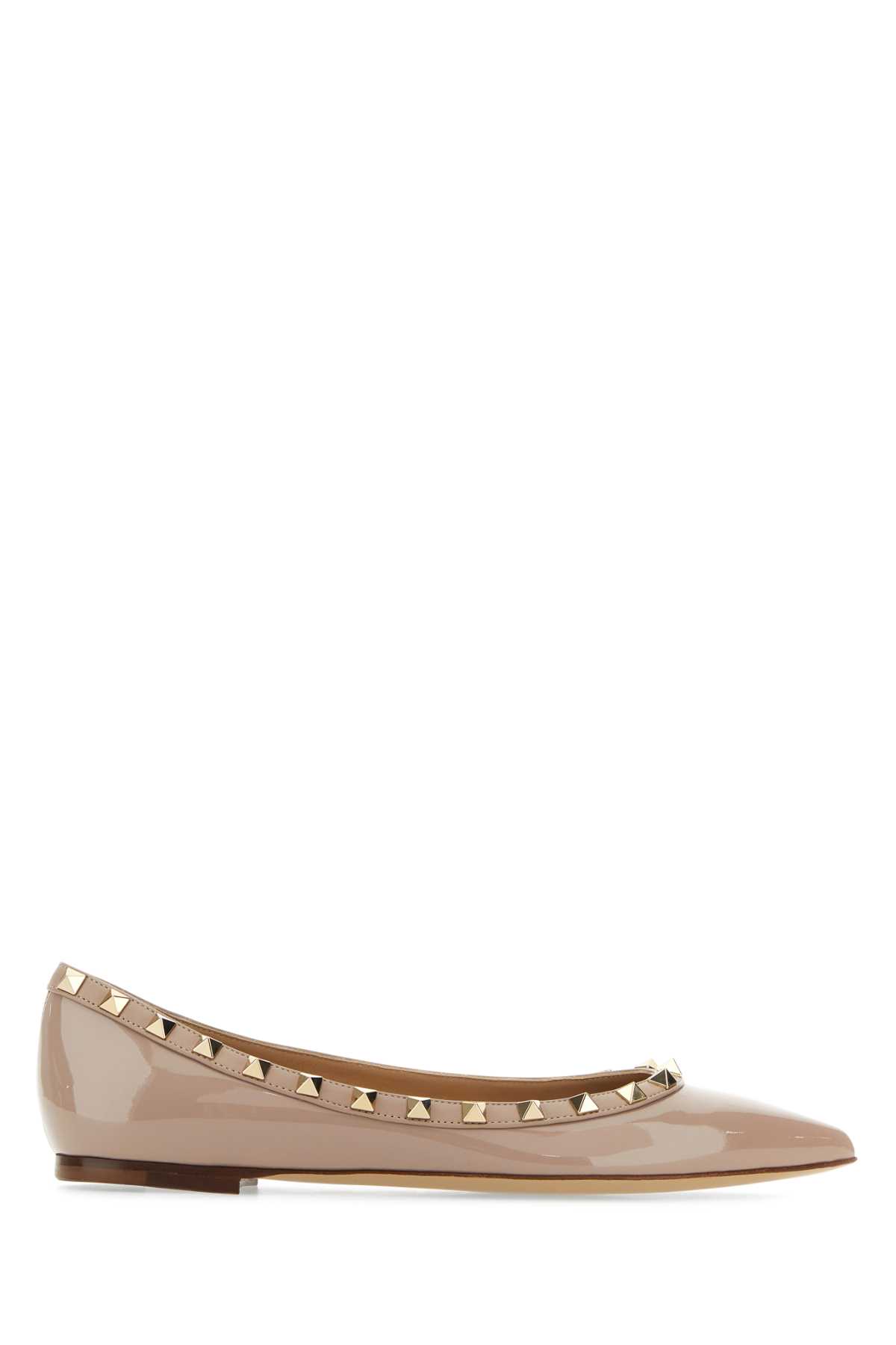 Shop Valentino Light Pink Leather Rockstud Ballerinas In Poudre