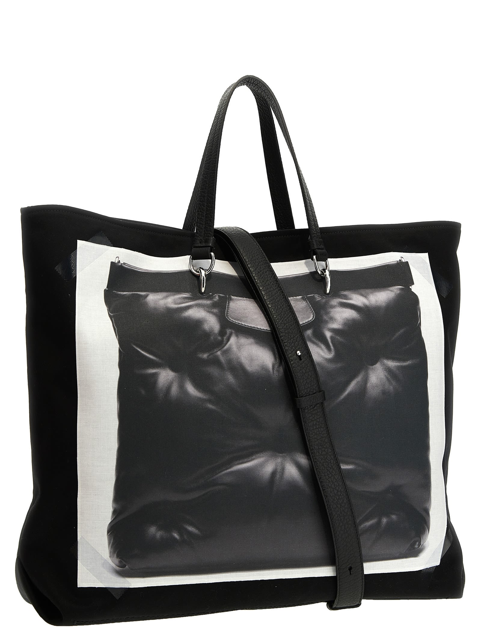 Shop Maison Margiela Trompe Loeil 5ac Classique Medium Handbag In Black