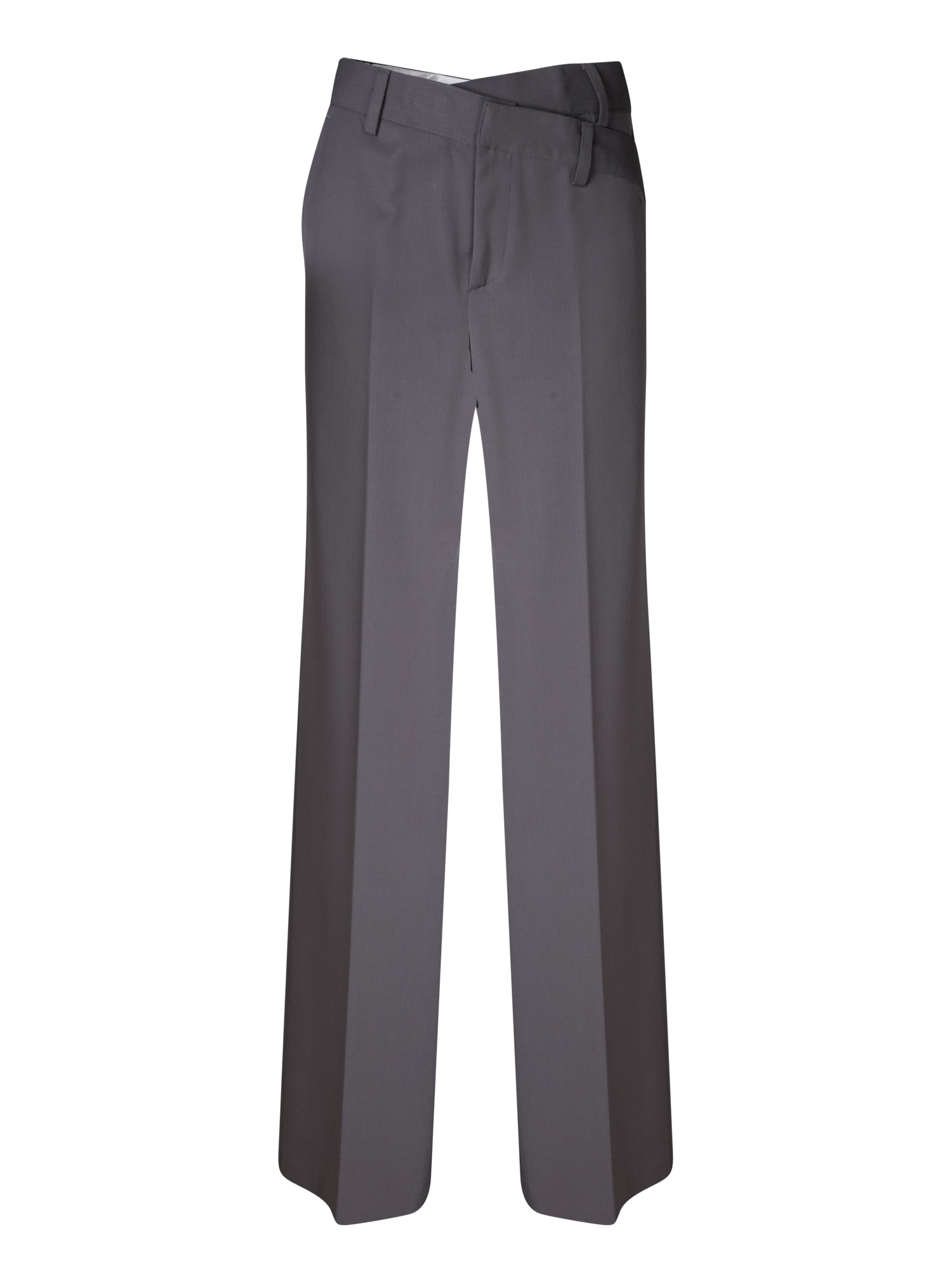 FEDERICA TOSI DOUBLE BELT WOOL GREY TROUSERS