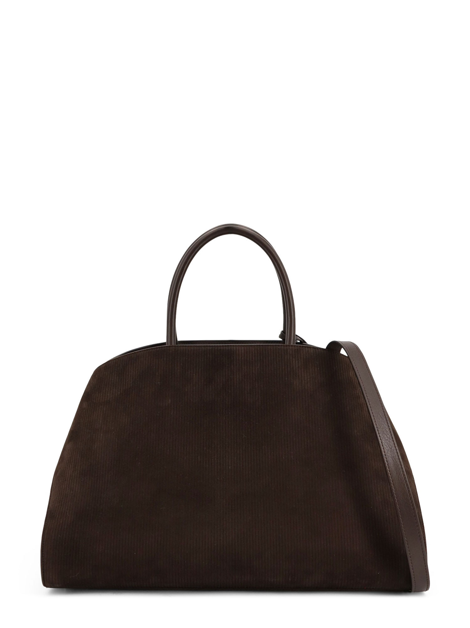 Ferragamo Hug Large Ribbed Suede Shoulder Bag In Brown