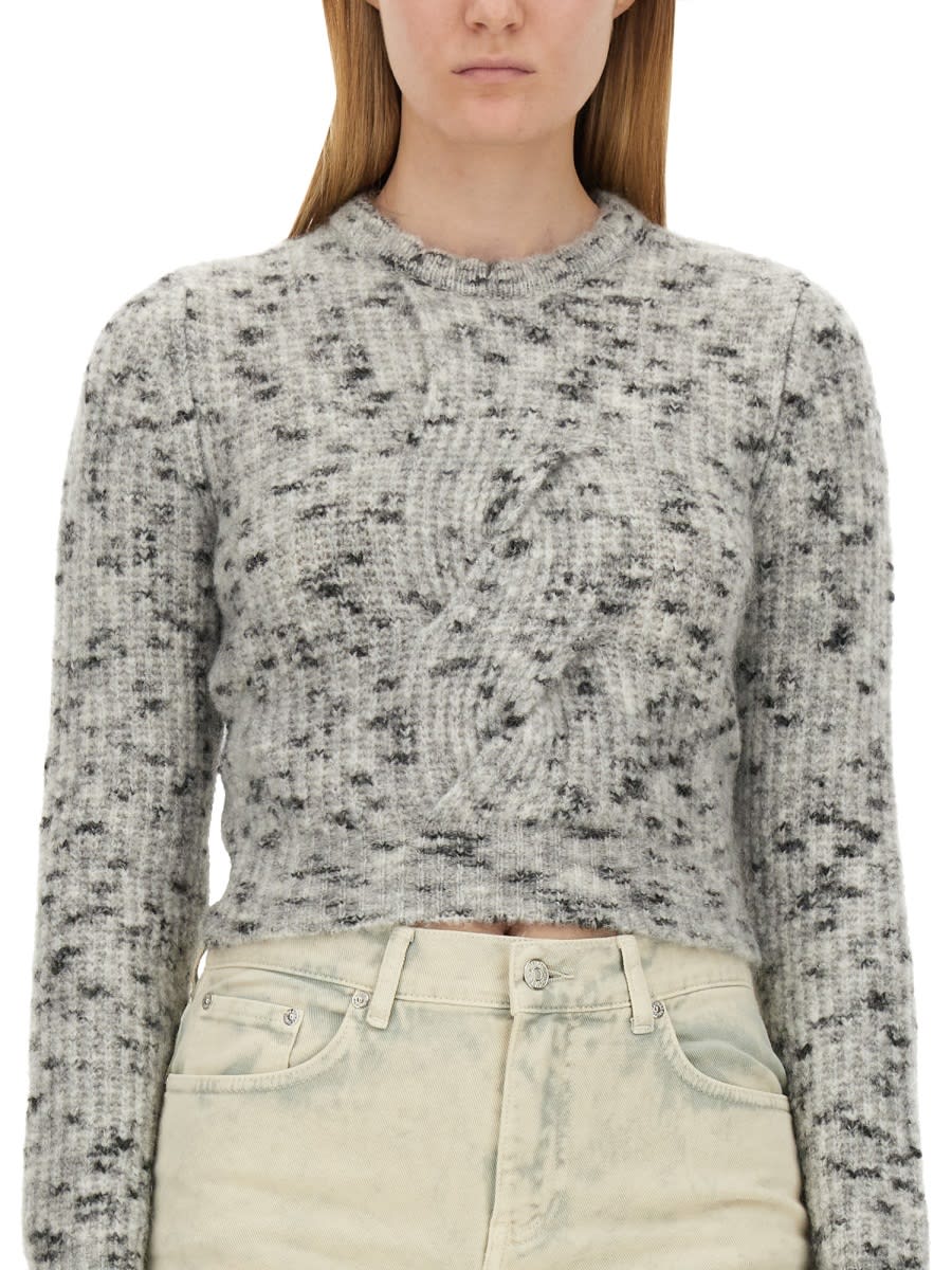 Shop M05ch1n0 Jeans Cropped Shirt In Grey