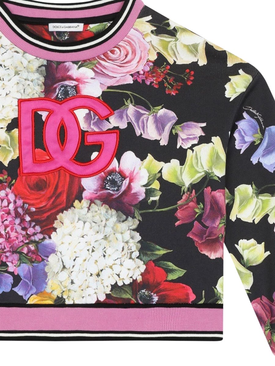 Shop Dolce & Gabbana Sweatshirt Hydrangeas In Multicolour