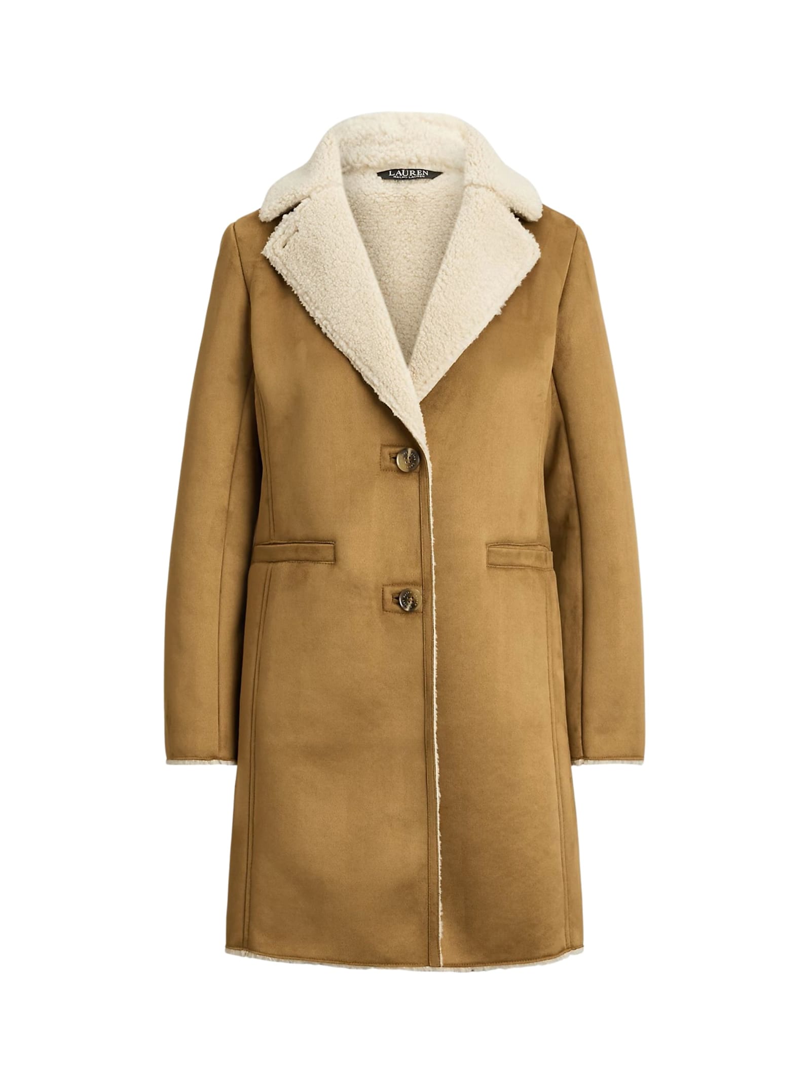 Ralph Lauren Faux-fur Collar Coat In Brown