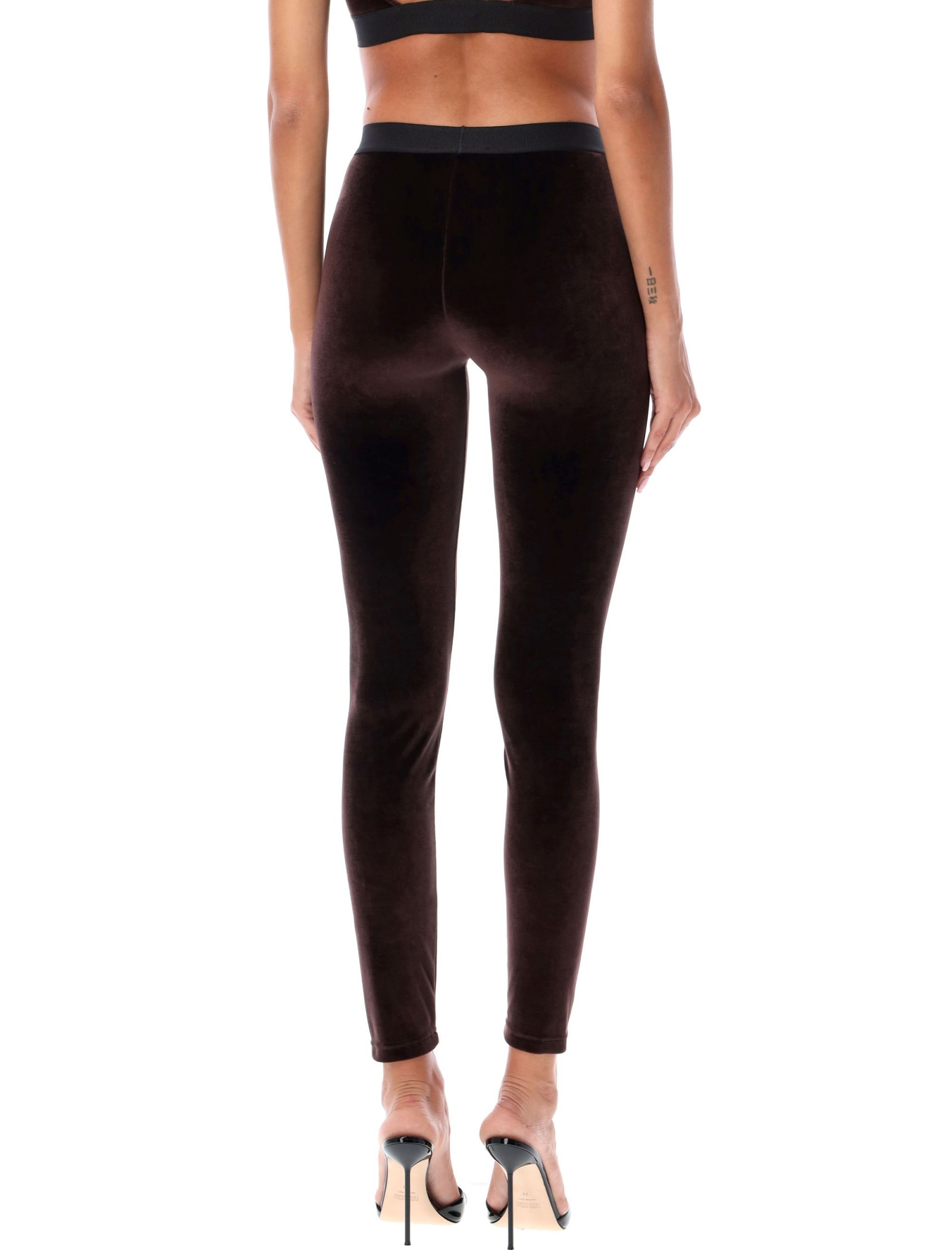 Shop Tom Ford Branded Leggings In Chocolate