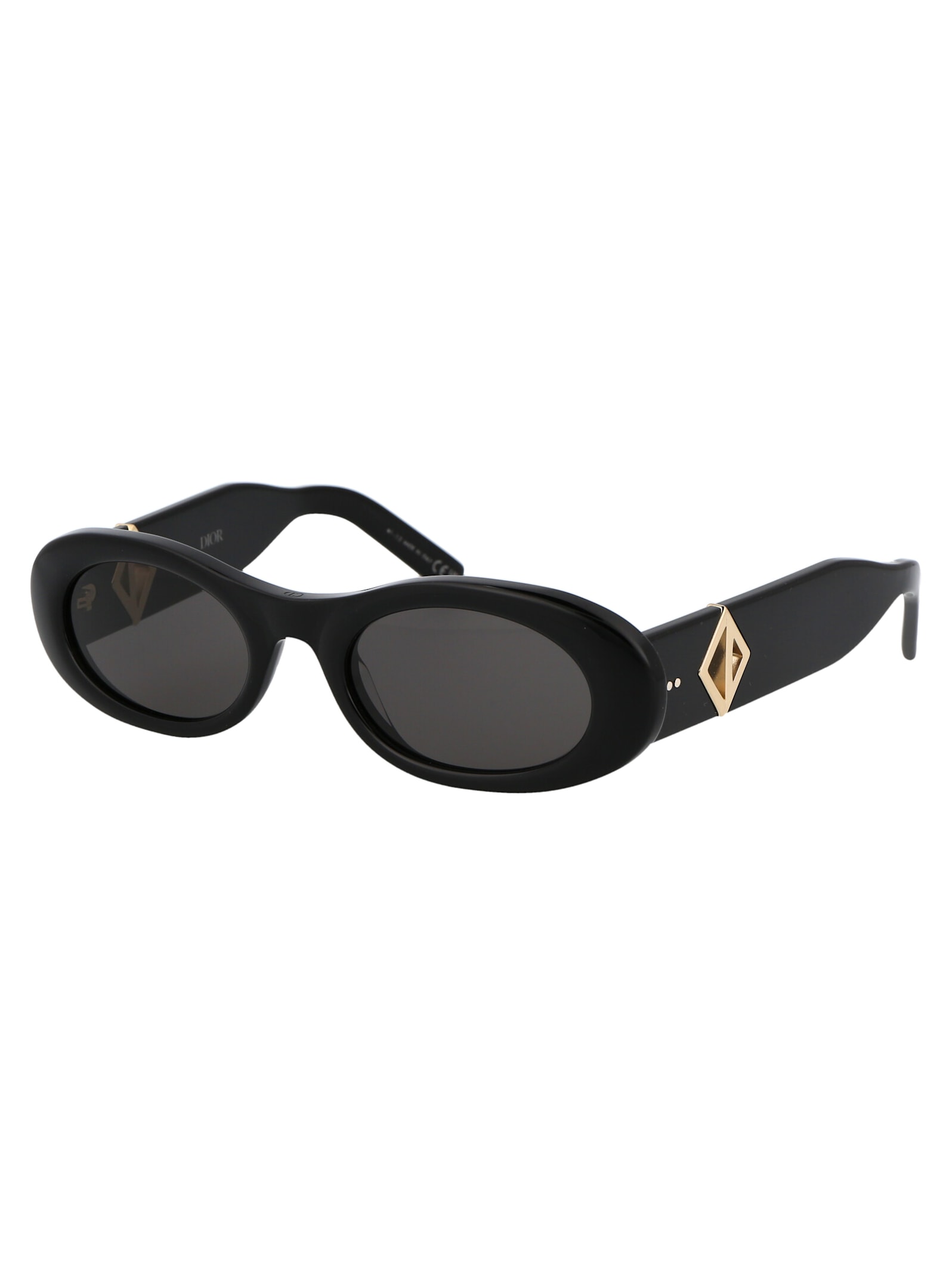 Shop Dior Cd Diamond Edition R Sunglasses In 10a0 Shiny Black / Smoke