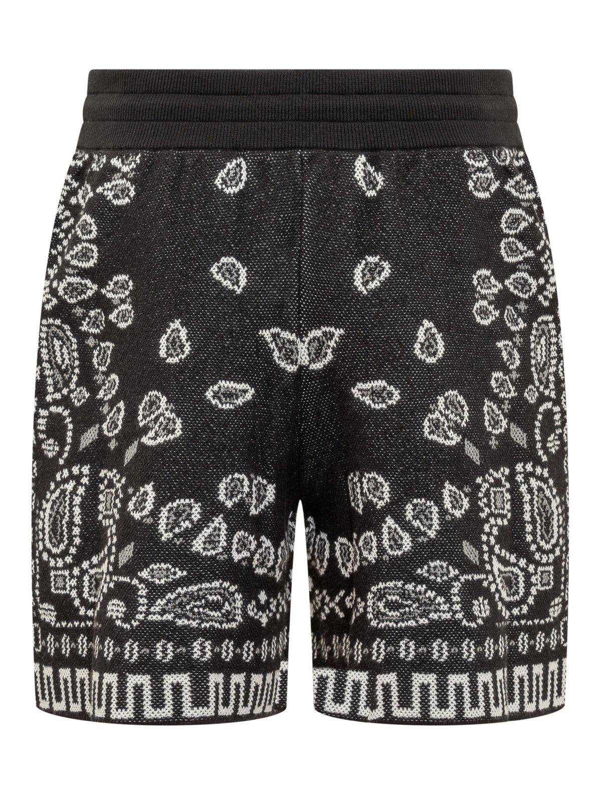 Shop Alanui Bandana-pattern Drawstring Shorts In Black
