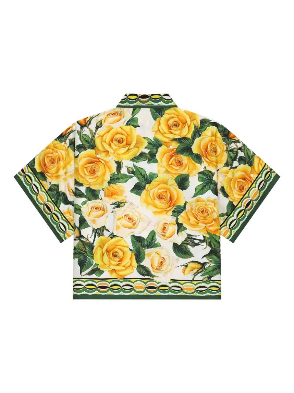 Shop Dolce & Gabbana Pajama Shirt With Yellow Rose Print