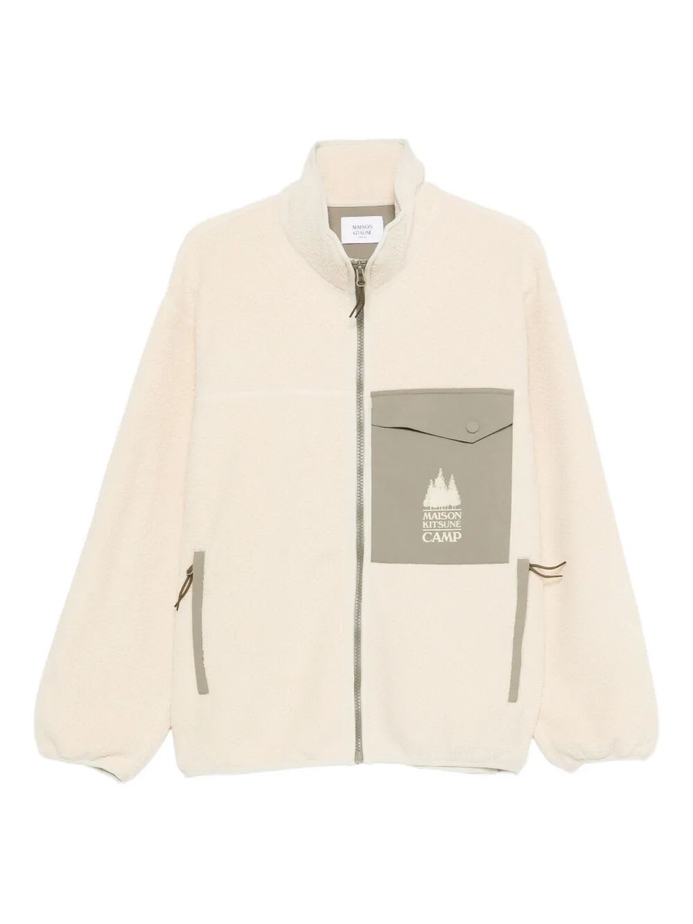 Maison Kitsuné Casual Fleece Zipped Jacket In Neutral