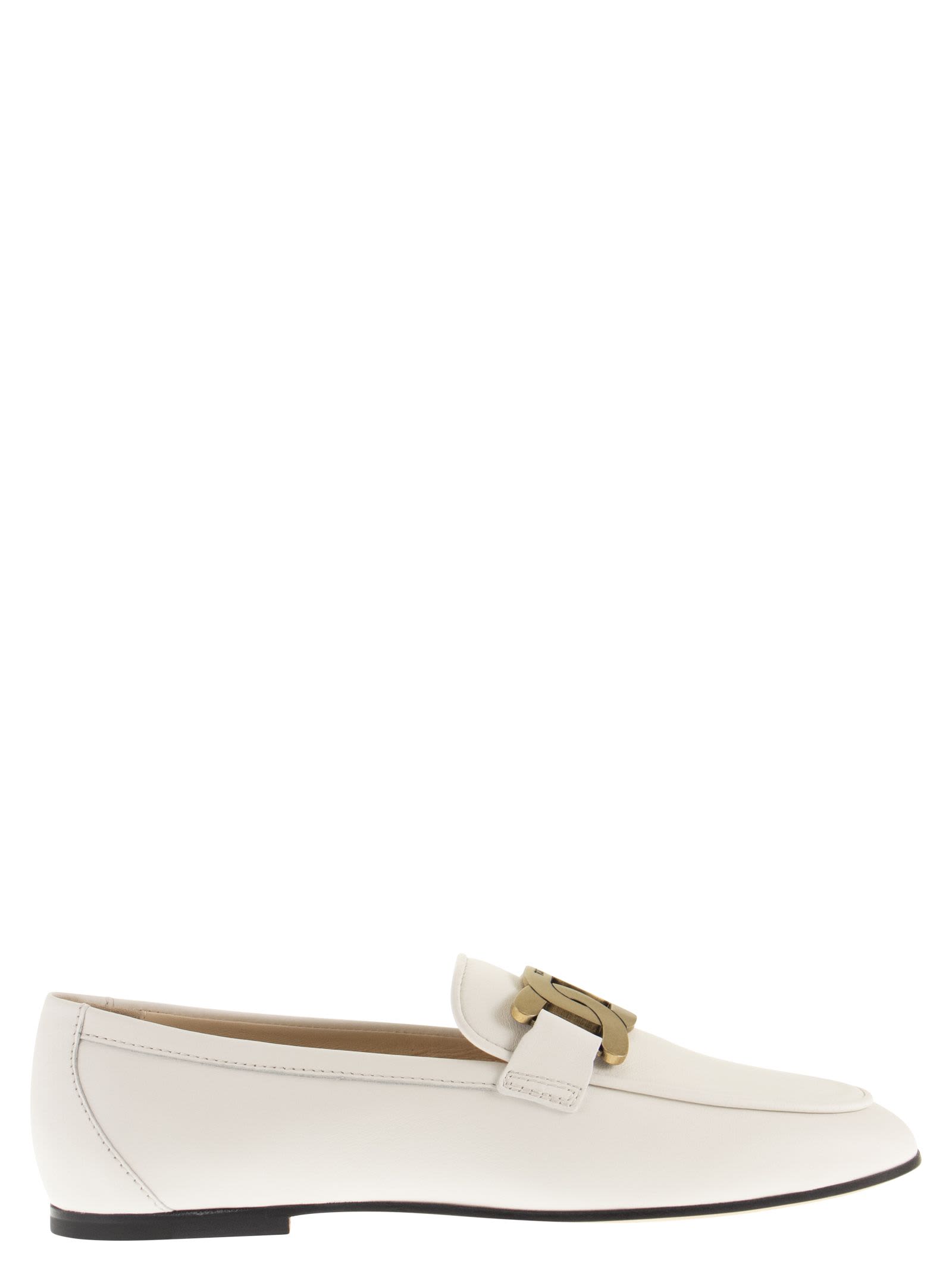 Shop Tod's Kate Leather Loafer In Bianco