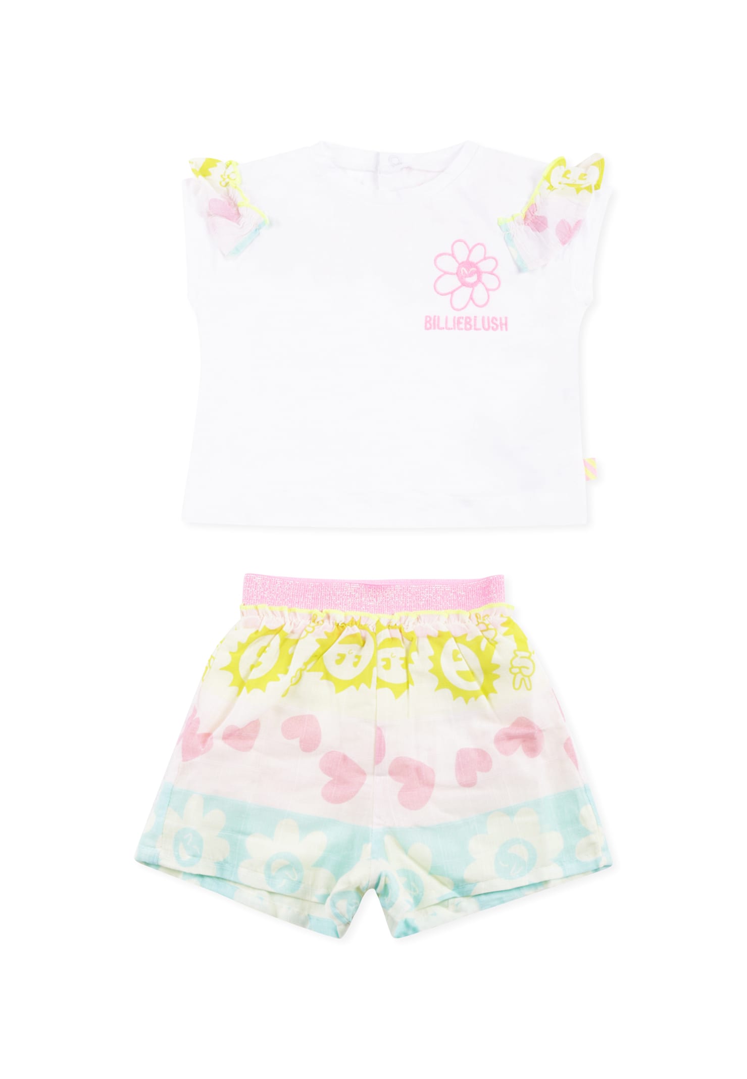 Billieblush White Suit For Baby Girl With Logo In White