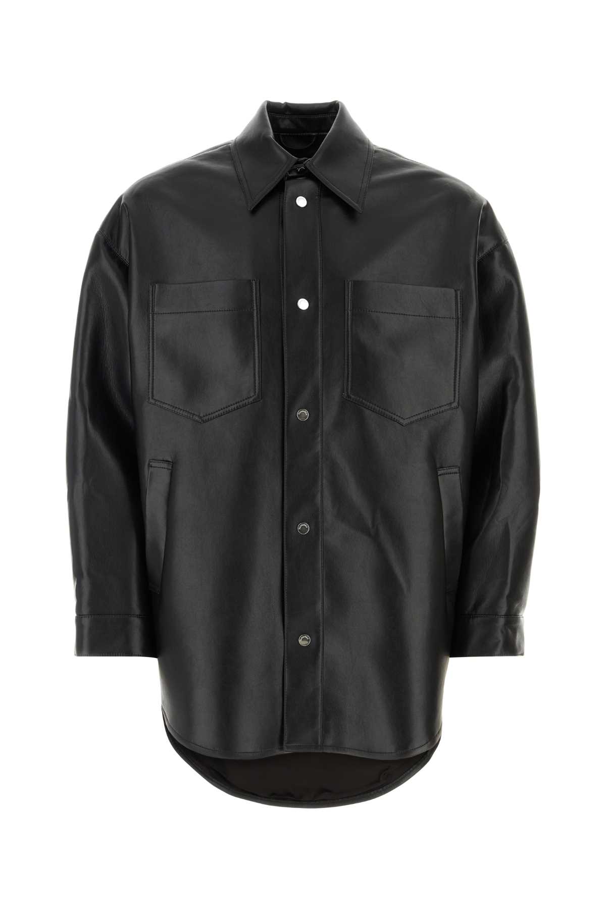 Black Synthetic Leather Oversize Martin Shirt