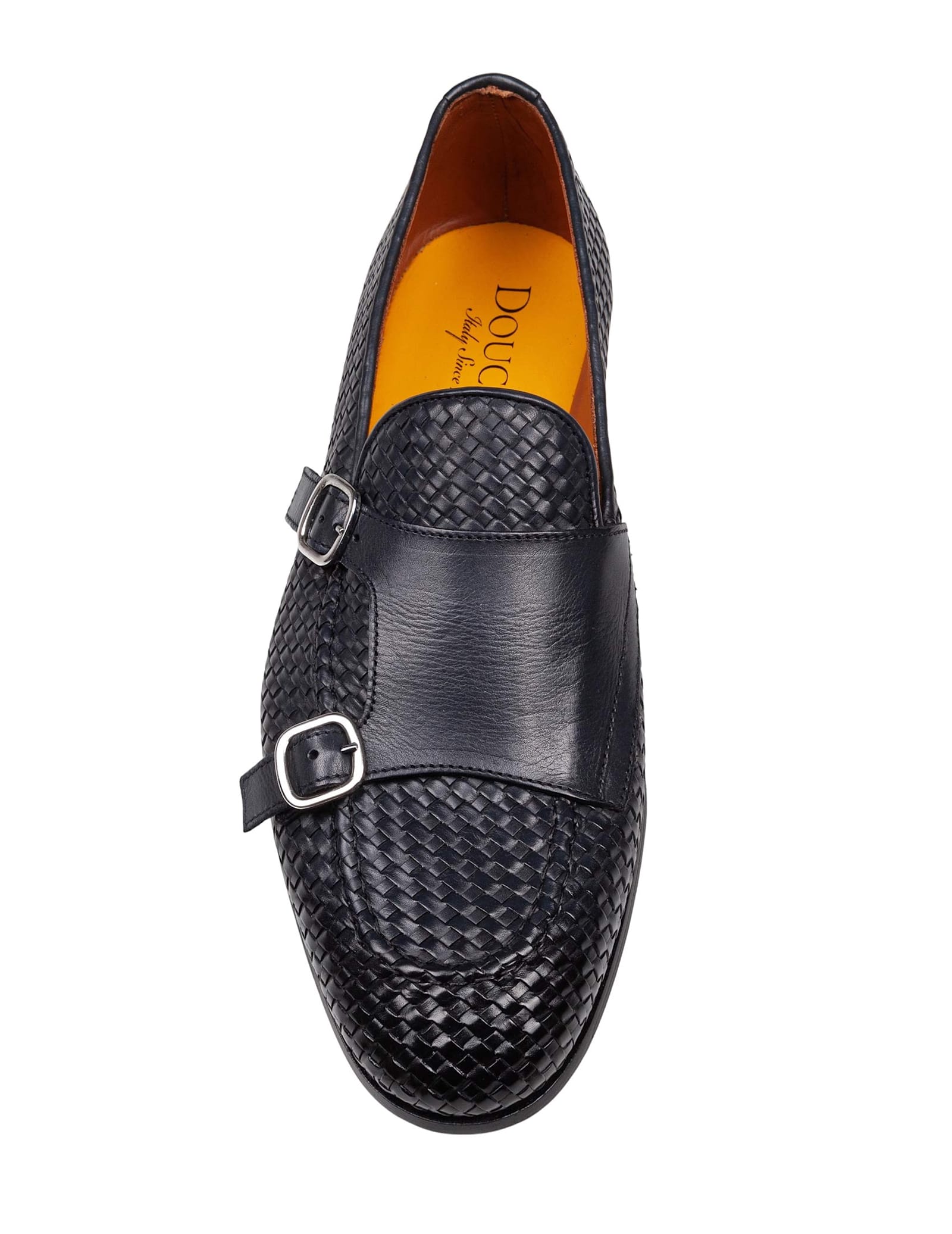 Doucal's Blue Woven Leather Double-buckle Loafer In Blue