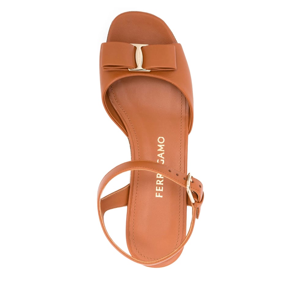 Ferragamo Selna Leather Bow Platform Sandals In Multi