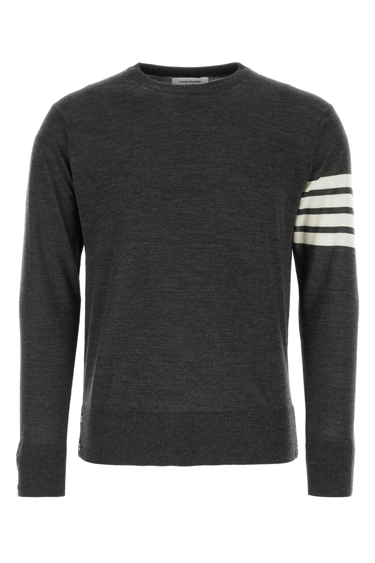 Shop Thom Browne Dark Grey Wool Sweater In Darkgrey