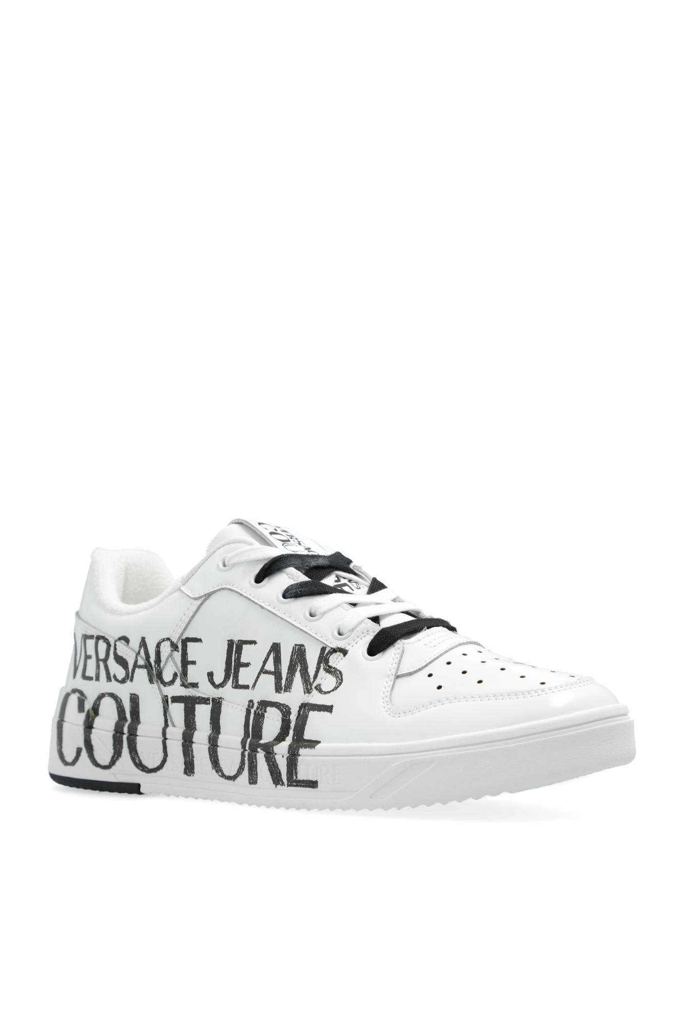 Shop Versace Jeans Couture Sneakers With Logo In White