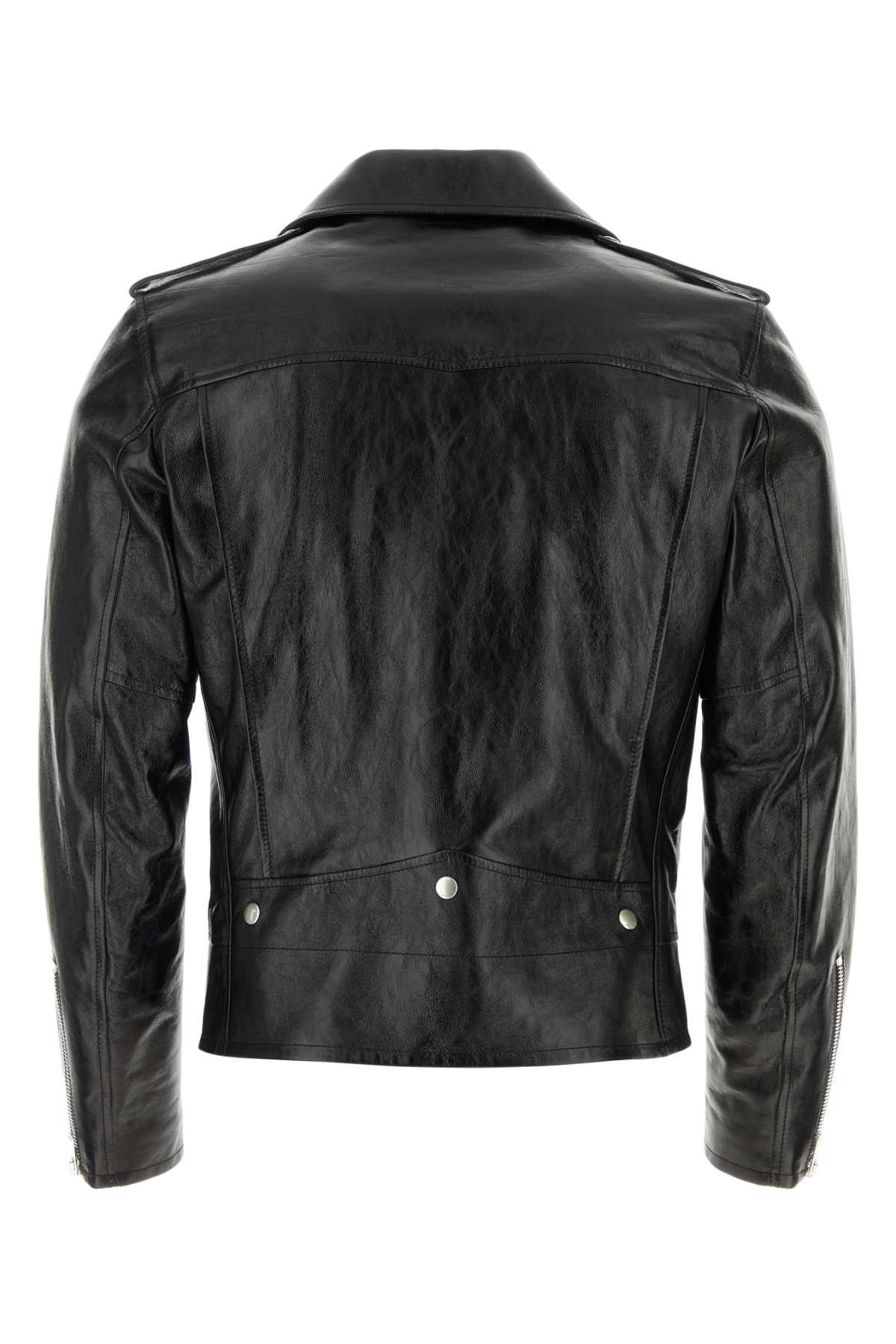 Saint Laurent Black Leather Jacket In 1000